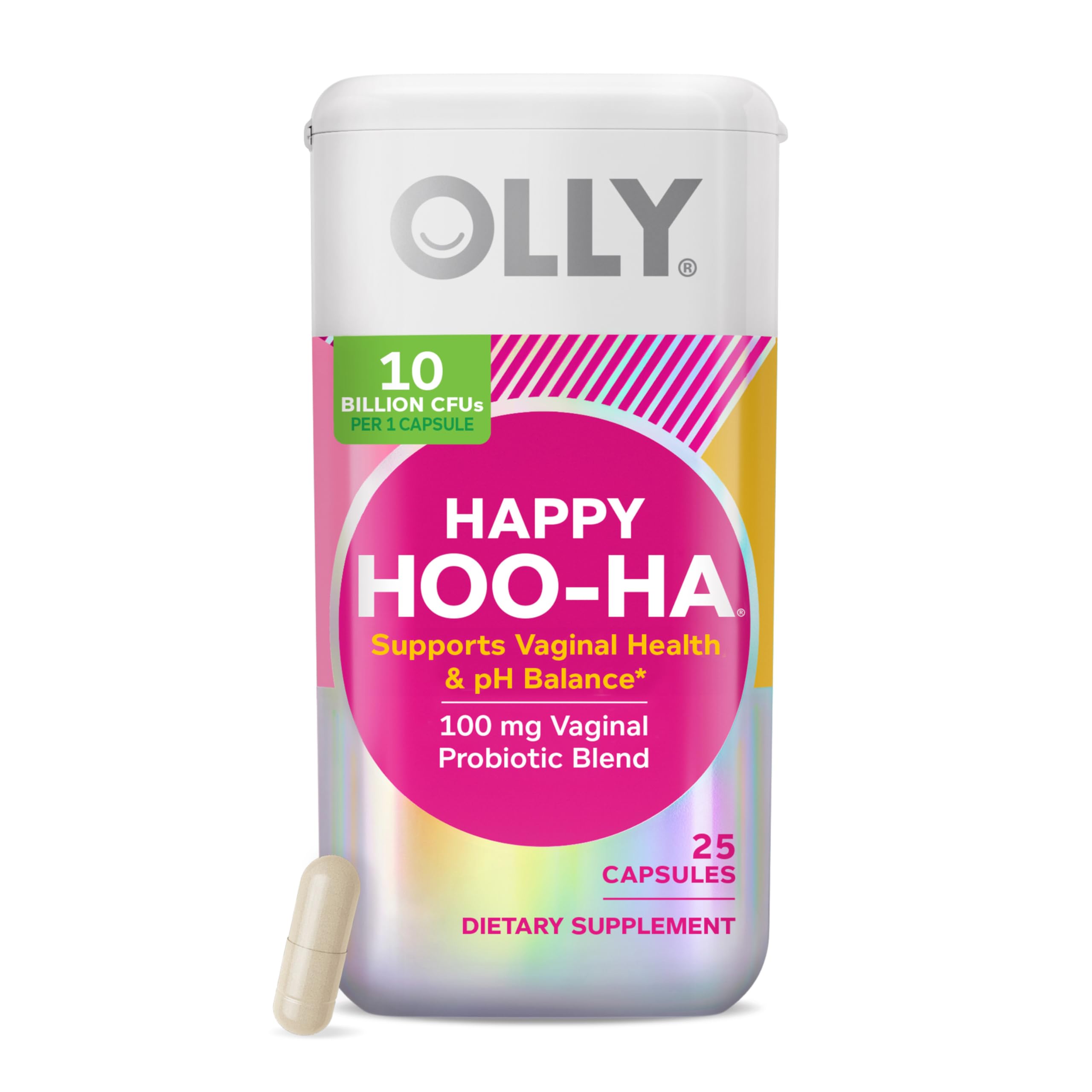 OLLY Happy Hoo-Ha Capsules, Probiotic for Women, Vaginal Health and pH Balance, 10 Billion CFU, Gluten Free - 25 Count OLLY Au supplements