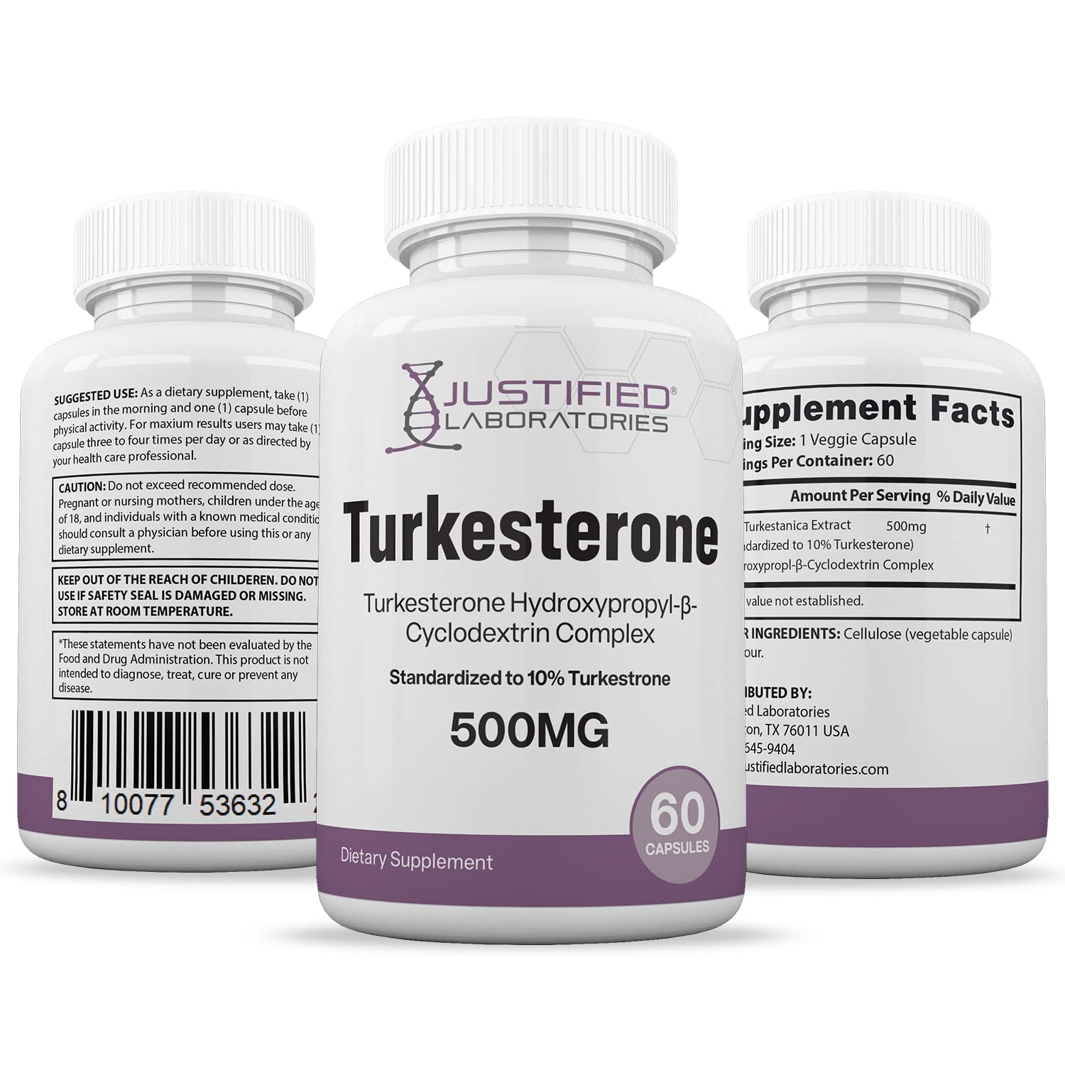Justified Laboratories (5 Pack Turkesterone 500mg 10% Standardized Naturally Increase Justified Laboratories Au supplements