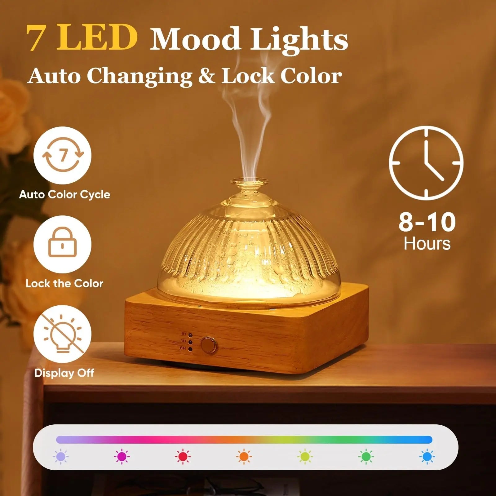 Lecdura Glass Essential Oil Diffuser with Glass Reservoir & Wood Base - Plastic Free, 200ml Lock Lecdura Au supplements