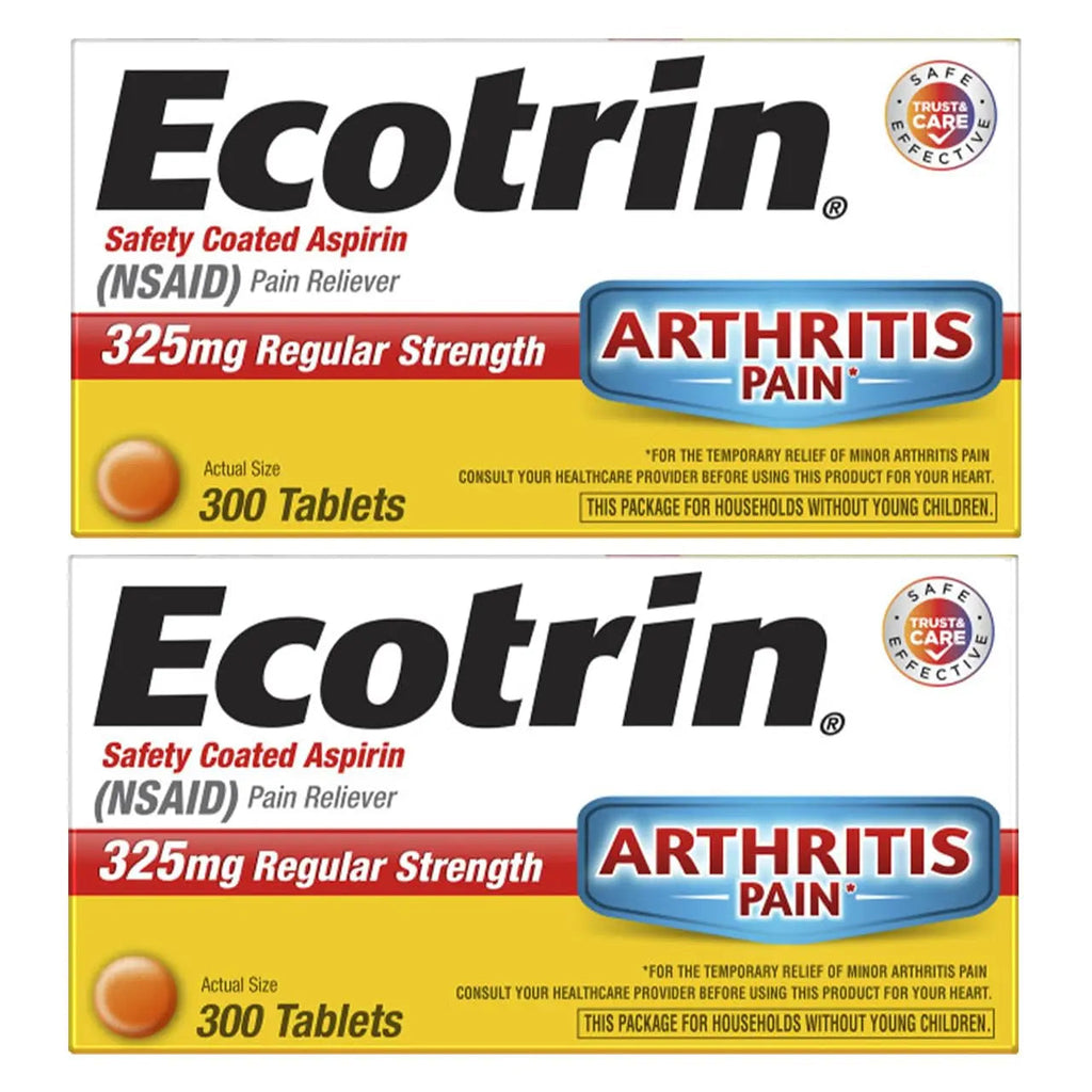 Ecotrin Regular Strength Safety Coated Aspirin | Arthritis Pain | 300 Tablets (2 Pack) Ecotrin Au supplements