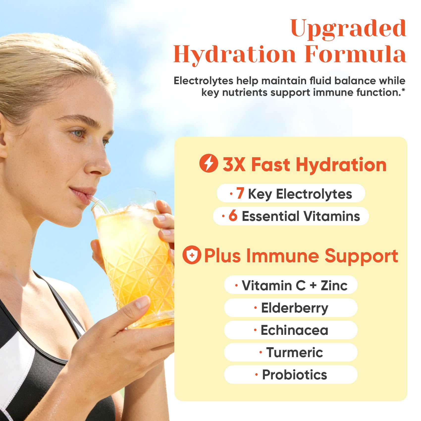 Venture Pal 2-in-1 Hydration + Immune Electrolytes Powder Packets with 7 Electrolytes & 6 Vitamins, Elderberry, Turmeric, Echinacea | Liquid Daily IV Drink Mix