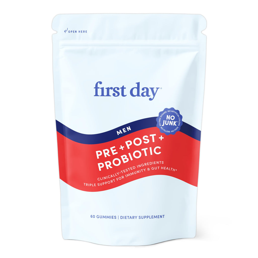 FIRST DAY 3 in 1 Probiotics for Men - Prebiotic, Probiotic & Postbiotic Supplement – Mens Probiotic for Digestive Health, Oral Health, Immune Function, Energy, Gut Health for Men – 30-Day Supply FIRST DAY Au supplements