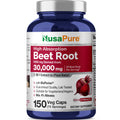 NusaPure Beet Root 30:1 Extract, 1000 mg Equivalent to 30,000 mg 150 Veggie caps (Vegan, Non-GMO & Vegan 4% Nitrates) Bioperine NusaPure Au supplements