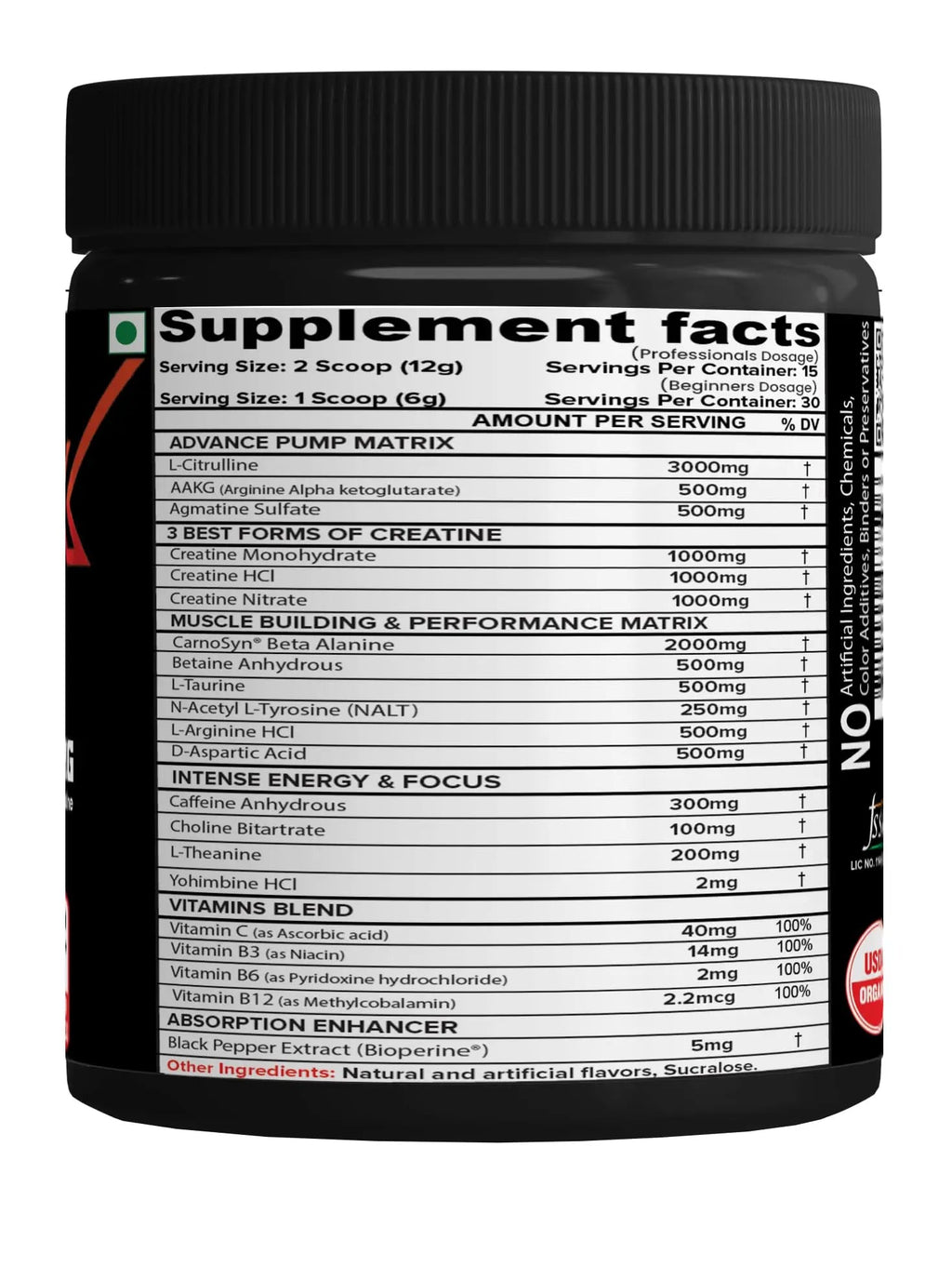 NutriJa Weapon-X Pre-Workout Powder with 21 Active Ingredients - 3 Best Forms of Creatine NutriJa Au supplements