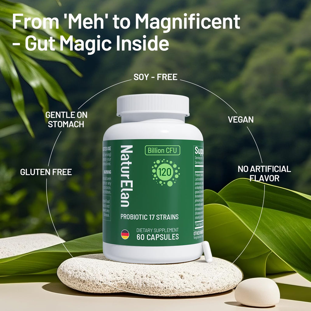 Probiotics for Women & Men - 120 Billion CFU, 17 Powerful Strains for Gut Health, Immunity & Fast Bloating Relief, Third - Party Tested, Non-GMO & Vegan Probiotics Formula for Digestive Health, 60 CT NaturElan Au supplements