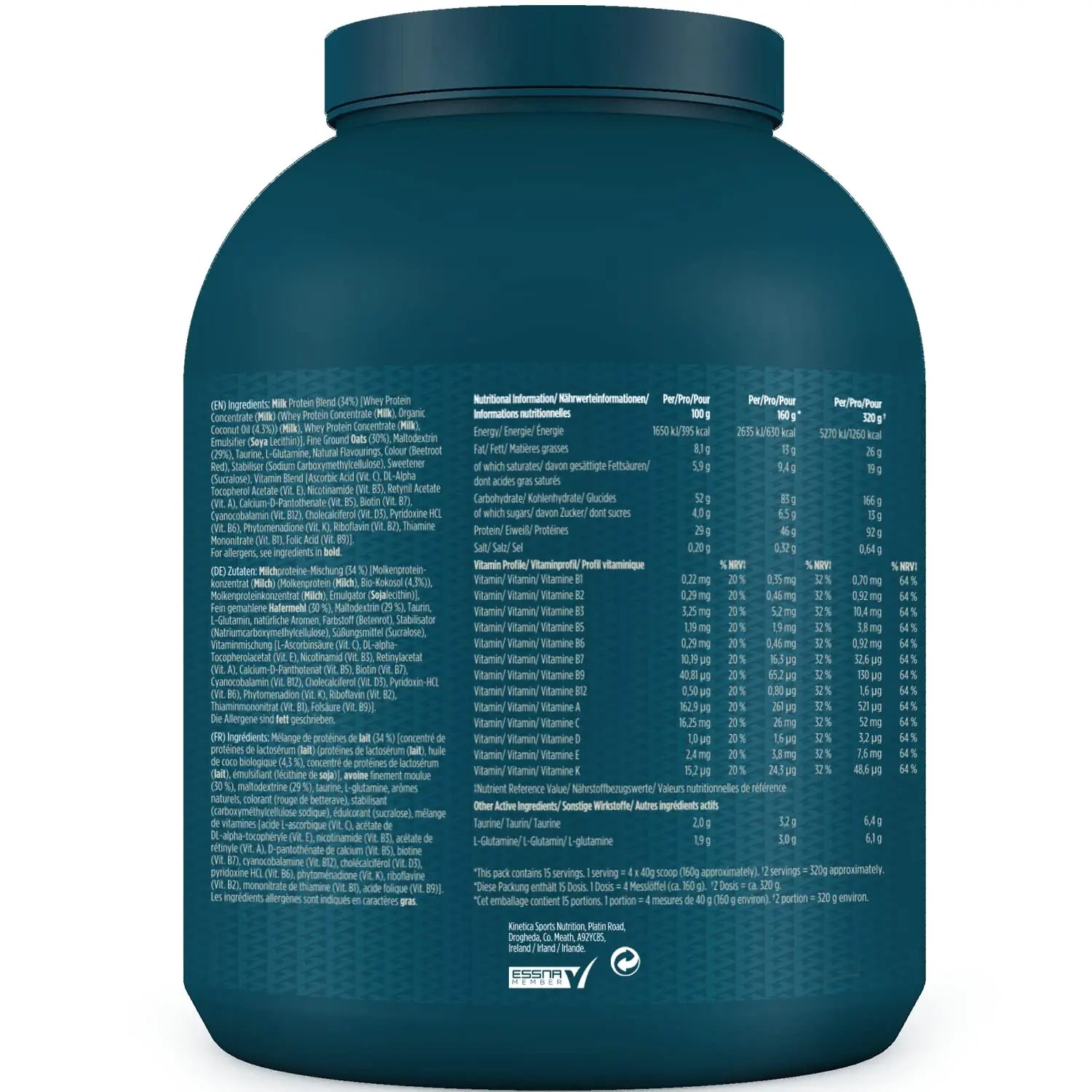 Kinetica OatGain Weight Gainer 600+ Calories & 47g Protein per Serving, 2.4 kg Kinetica Au supplements