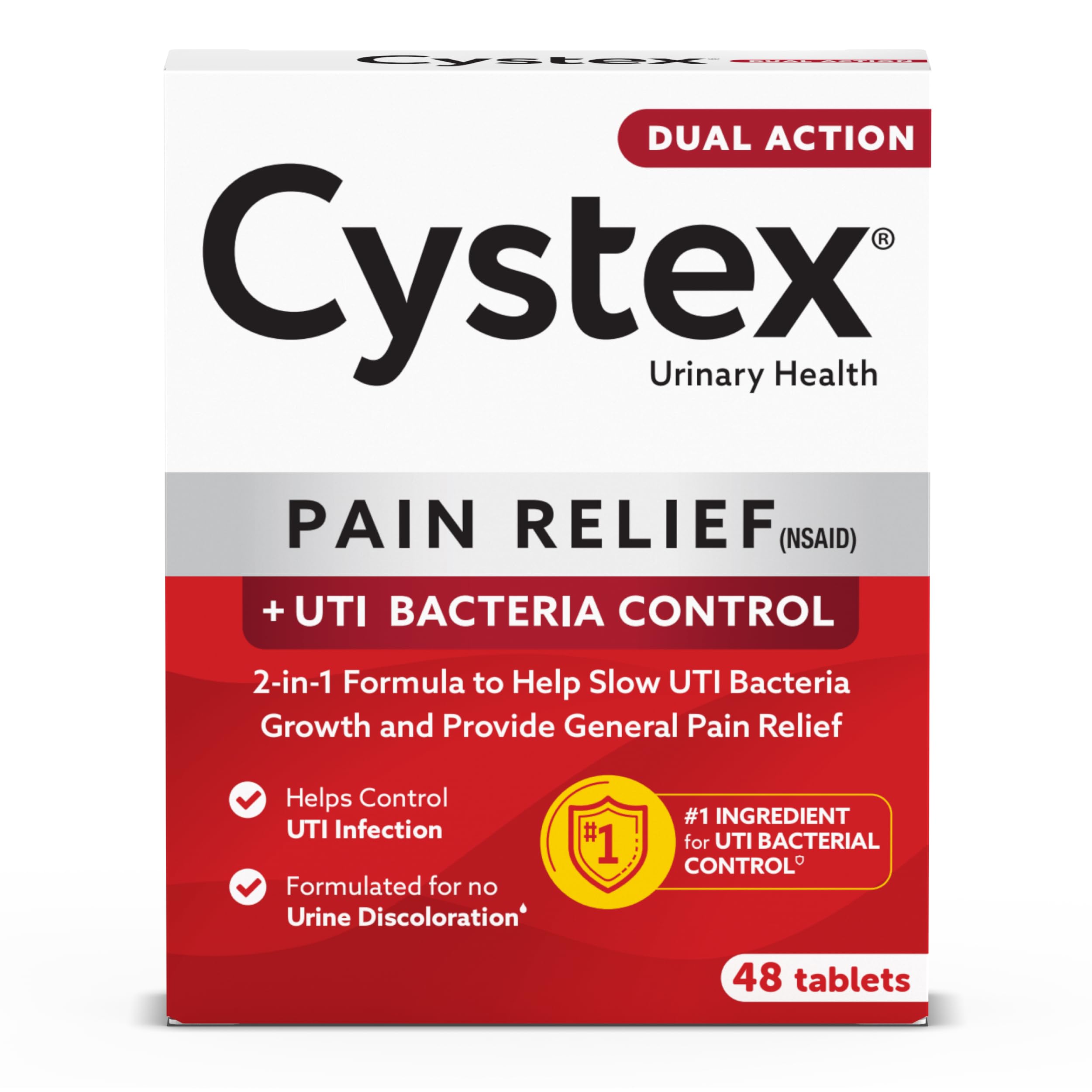 Cystex Dual-Action UTI Pain Relief & Prevention Tablets - 2-in-1 Formula Relieves Burning, Urgency, & Discomfort While Slowing Bacterial Growth - Non-Staining, Fast-Acting - 48-Count Cystex Au supplements