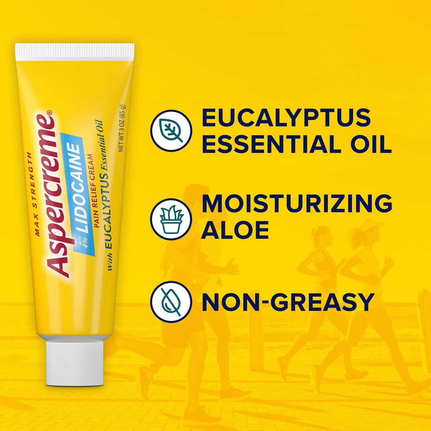 Aspercreme Essential Oils Lidocaine Pain Relief Cream, Max-Strength Lidocaine Numbs Away Nerve Pain, Moisturizing Aloe Hydrates Skin, Eucalyptus, 3 Oz. Aspercreme Au supplements