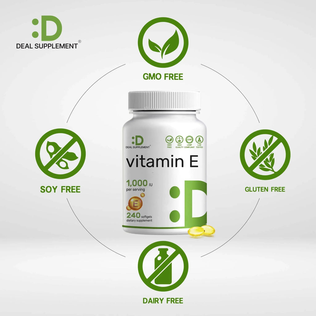 Vitamin E Supplements, 1,000 IU Per Serving, 240 Softgels – Extra Strength Antioxidant Protection – Bioavailable Stable Form DEAL SUPPLEMENT Au supplements