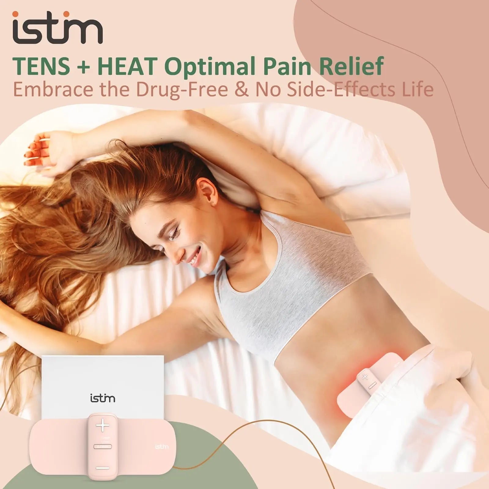 iStim S1 Wireless TENS Unit for Menstrual Relief – Period Pain Relief Device for Period Cramps and Back Pain, TENS Machine with Heat, Rechargeable Drug-Free TENS Massager with Japanese Gel Pads iSTIM Au supplements