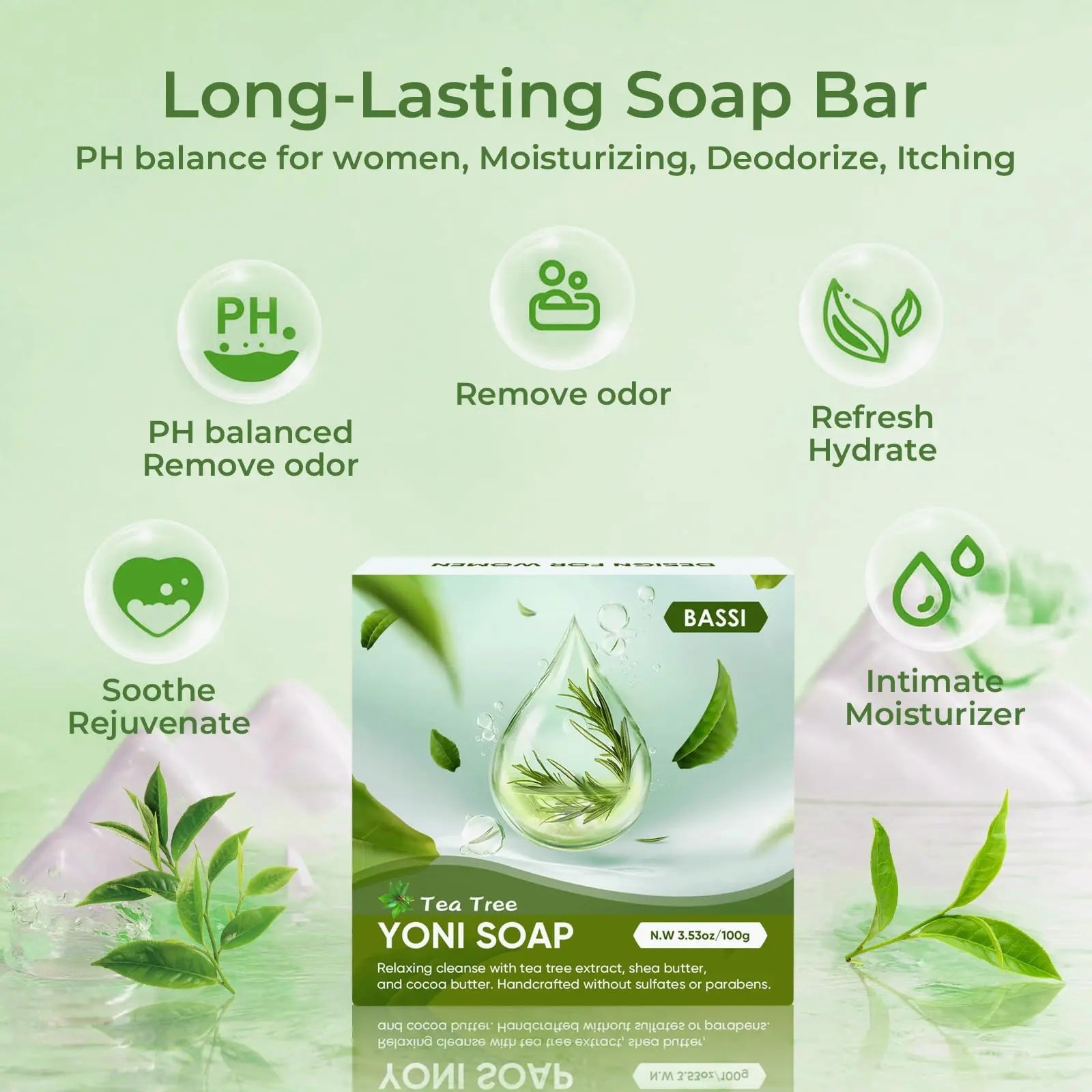 Feminine Wash & Yoni Oil & Yoni Soap Tea Tree Set for Women, Yoni Wash for Vaginal Ph Balance Remove BASSI Au supplements