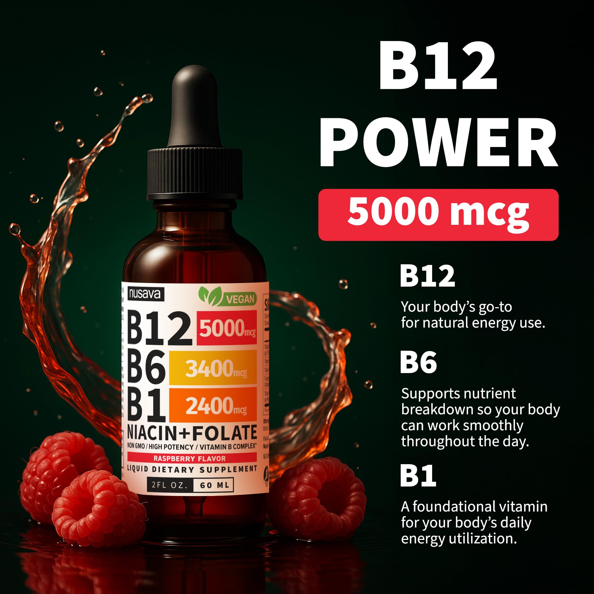 (2 Pack) Vitamin B12 and B6 Liquid Drops, B12 Sublingual Vitamin B Complex - B 12 Vitamin 5000mcg - B12 Methylcobalamin for Energy