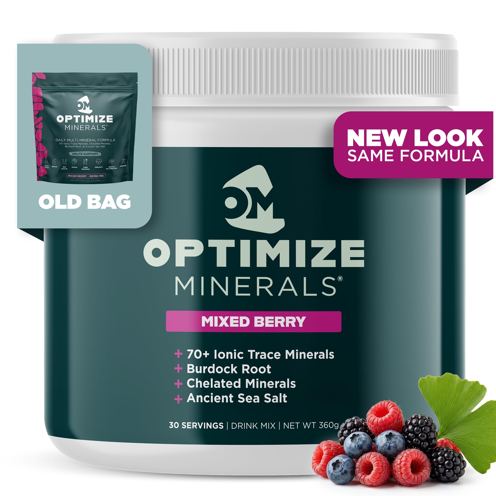 Optimize Minerals Multi Mineral - New Look Same Daily Formula – Magnesium, Electrolytes & Trace Mineral Supplement Powder - Gluten Free Vitamins Drink