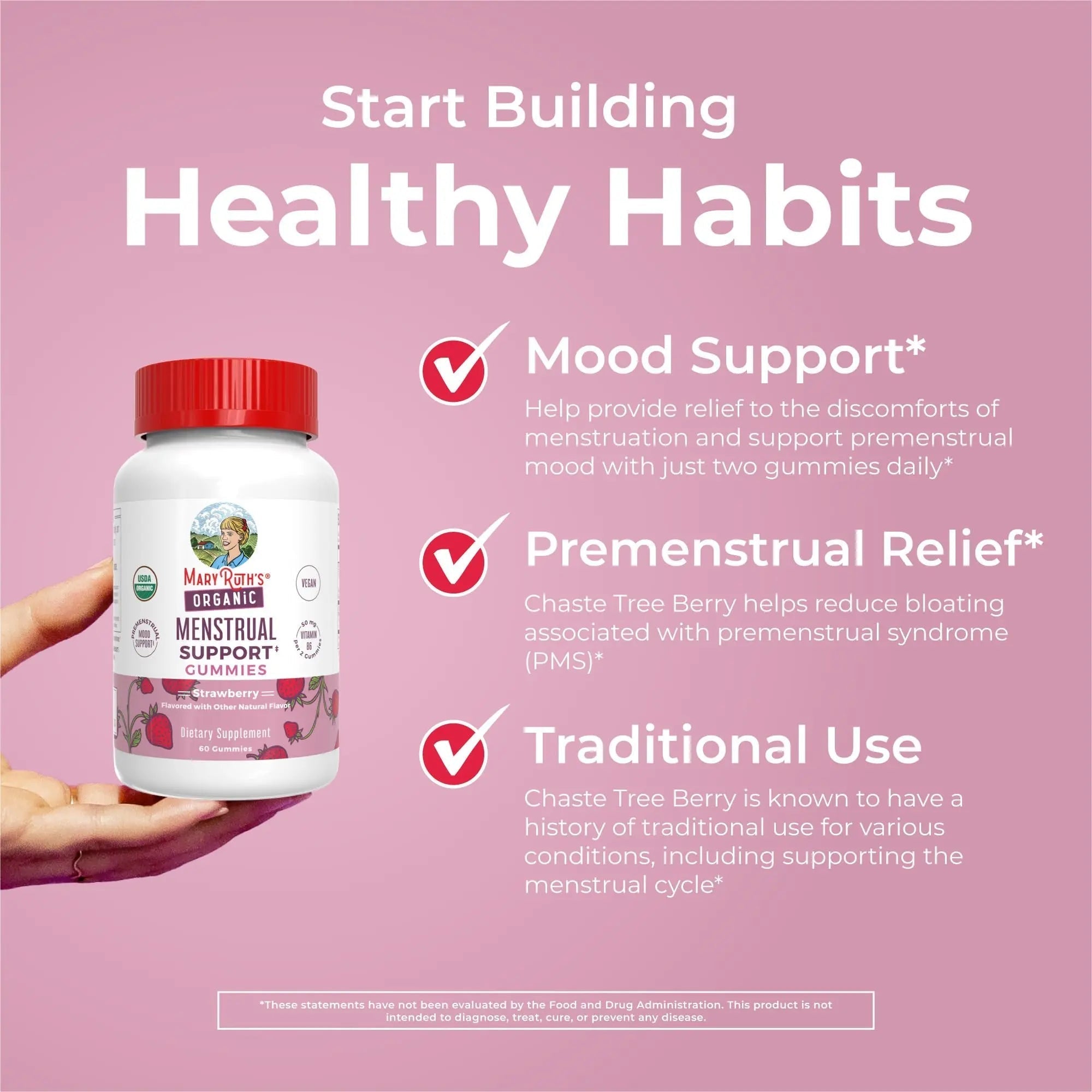 Organic Menstrual Support Gummies by MaryRuth's | for The Relief of Common Symptoms of Premenstrual Syndrome | PMS Support | Premenstrual Mood Support | USDA Organic | Non-GMO | Vegan | 30 Servings MARYRUTH'S Au supplements