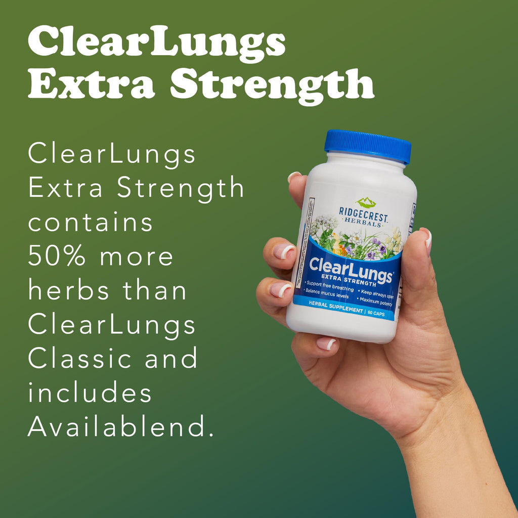 RidgeCrest Herbals ClearLungs Extra Strength, Daily Health Supplement, Natural Lung and Nasal Wellness Formula