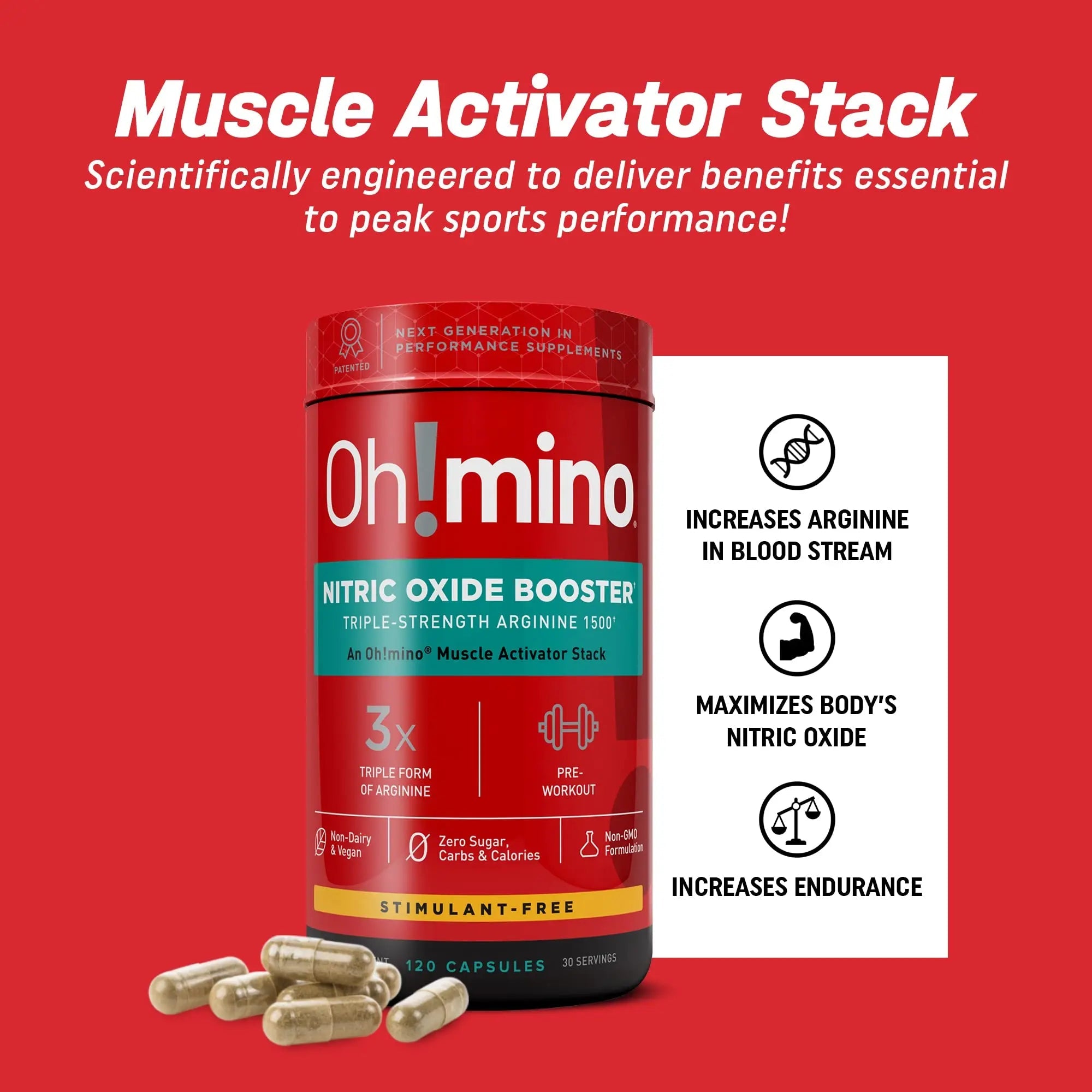 Oh!mino Nitric Oxide Supplement Activator Booster, Triple Strength L-Arginine for Energy Oh!mino Au supplements