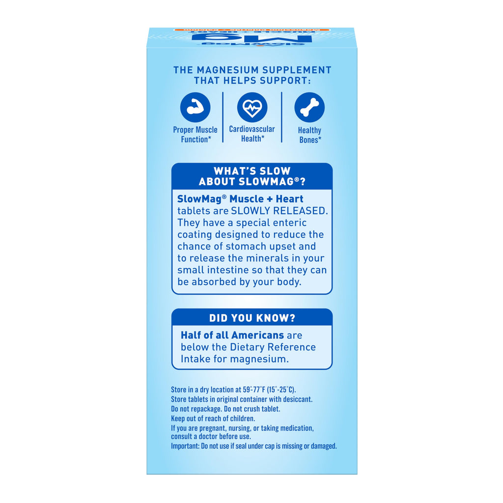 SlowMag Muscle & Heart Magnesium Chloride Supplement with Calcium, 120 Count, Supports Muscle Relaxation, Heart, Nerve & Bone Health, High Absorption Slow-Mag Au supplements