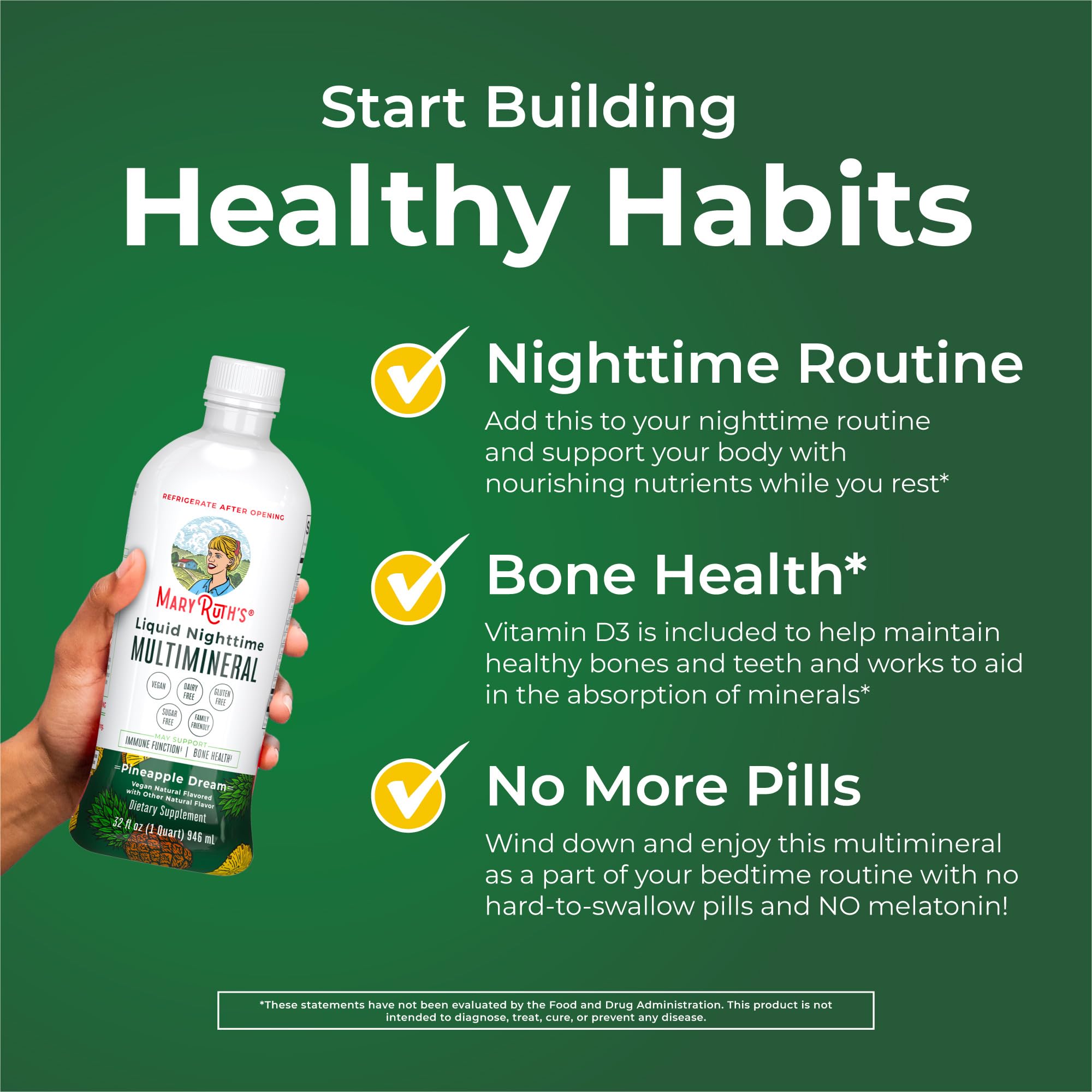 MaryRuth Organics Liquid Nighttime Multimineral | NO Melatonin | Magnesium Citrate | Calcium | Zinc | Vitamin D3| Available in 4 Flavors | Vegan | Sugar Free | Gluten Free | 32 Oz MARYRUTH'S Au supplements