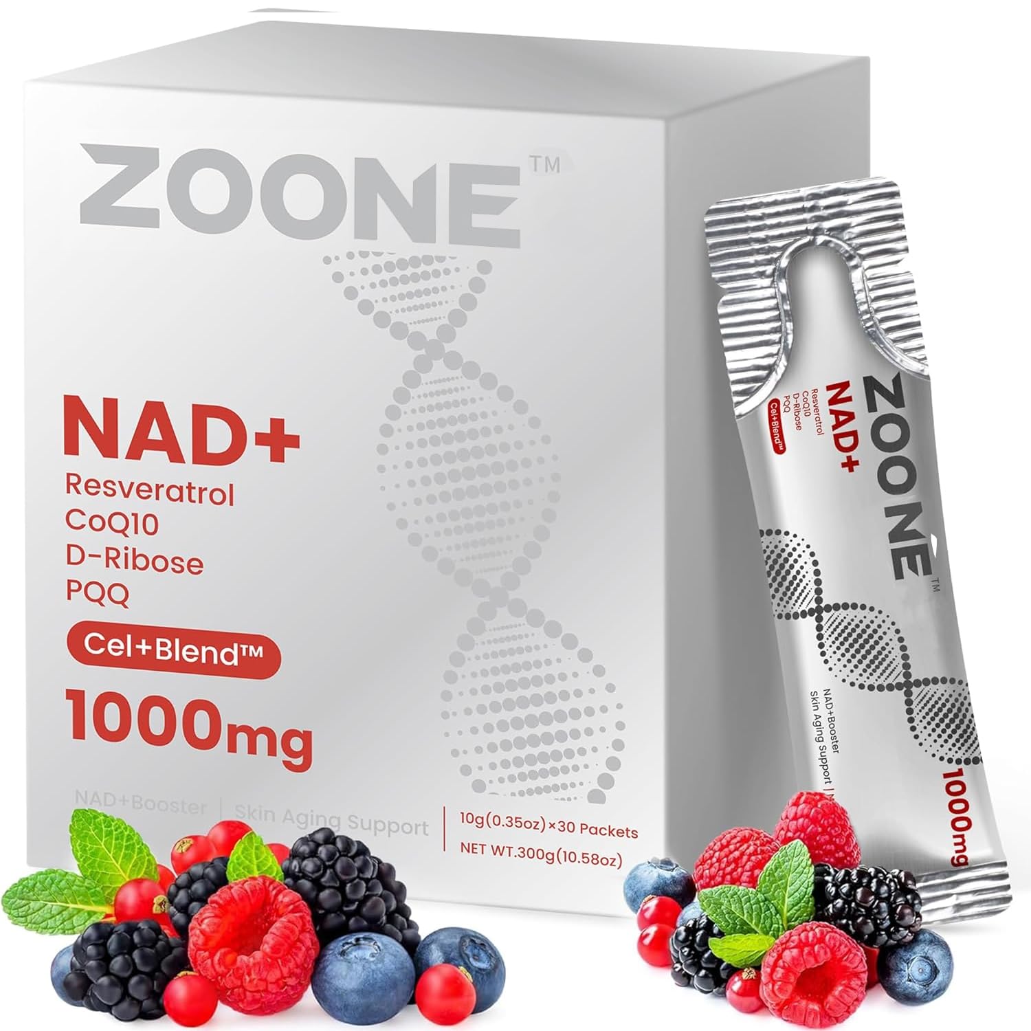 Zoone NAD Resveratrol Supplement, NAD+ Liquid Supplement 1000mg, with Nicotinamide Riboside, Resveratrol & PQQ, NAD Supplements for Men & Women, Healthy Aging & Boosts Cellular Energy – 30 Packs Zoone Au supplements