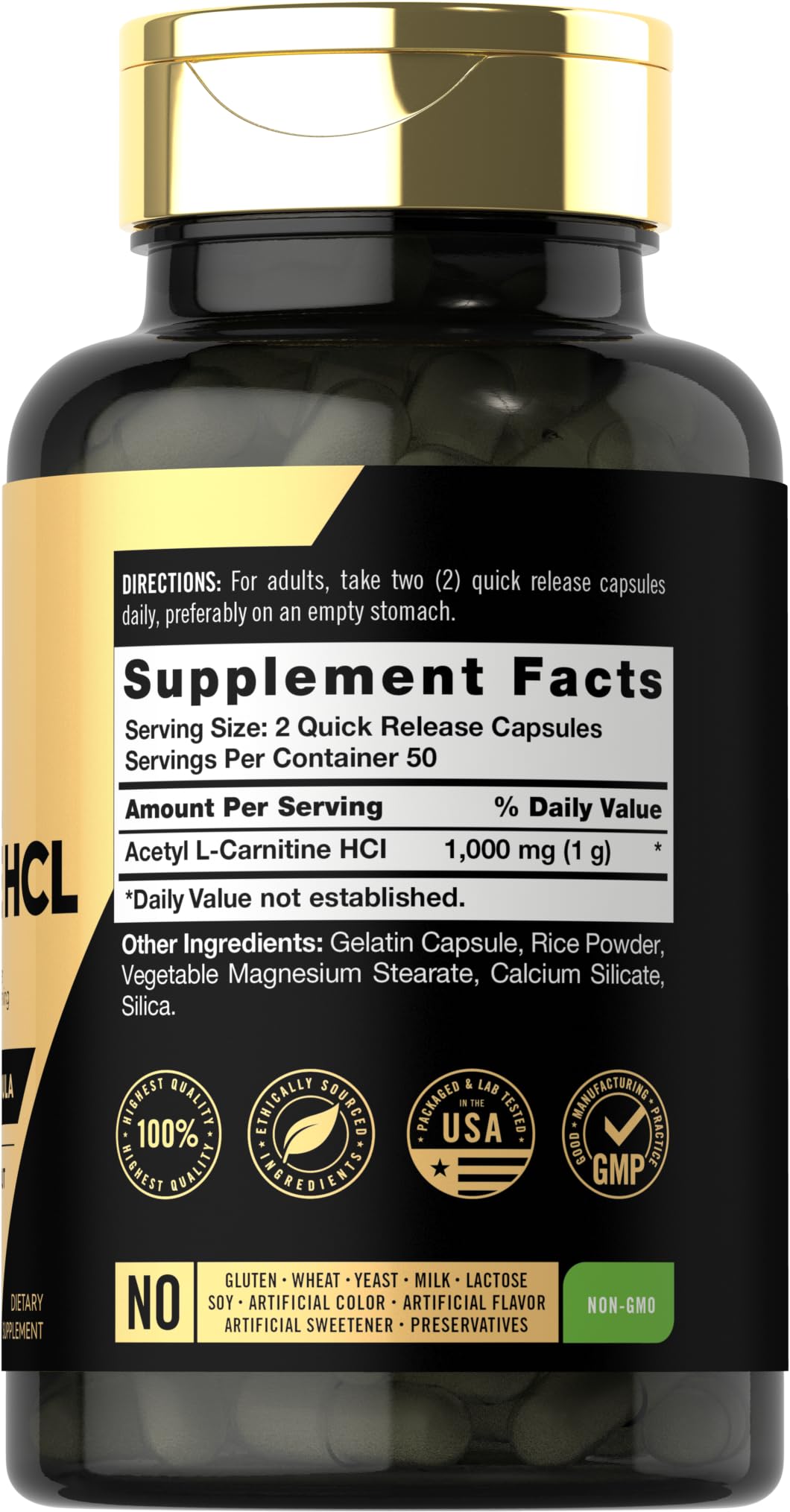 Carlyle Acetyl L-Carnitine HCL | 1000mg | 100 Capsules | Advanced Athlete Formula | Pre-Workout Supplement | Non-GMO & Gluten Free