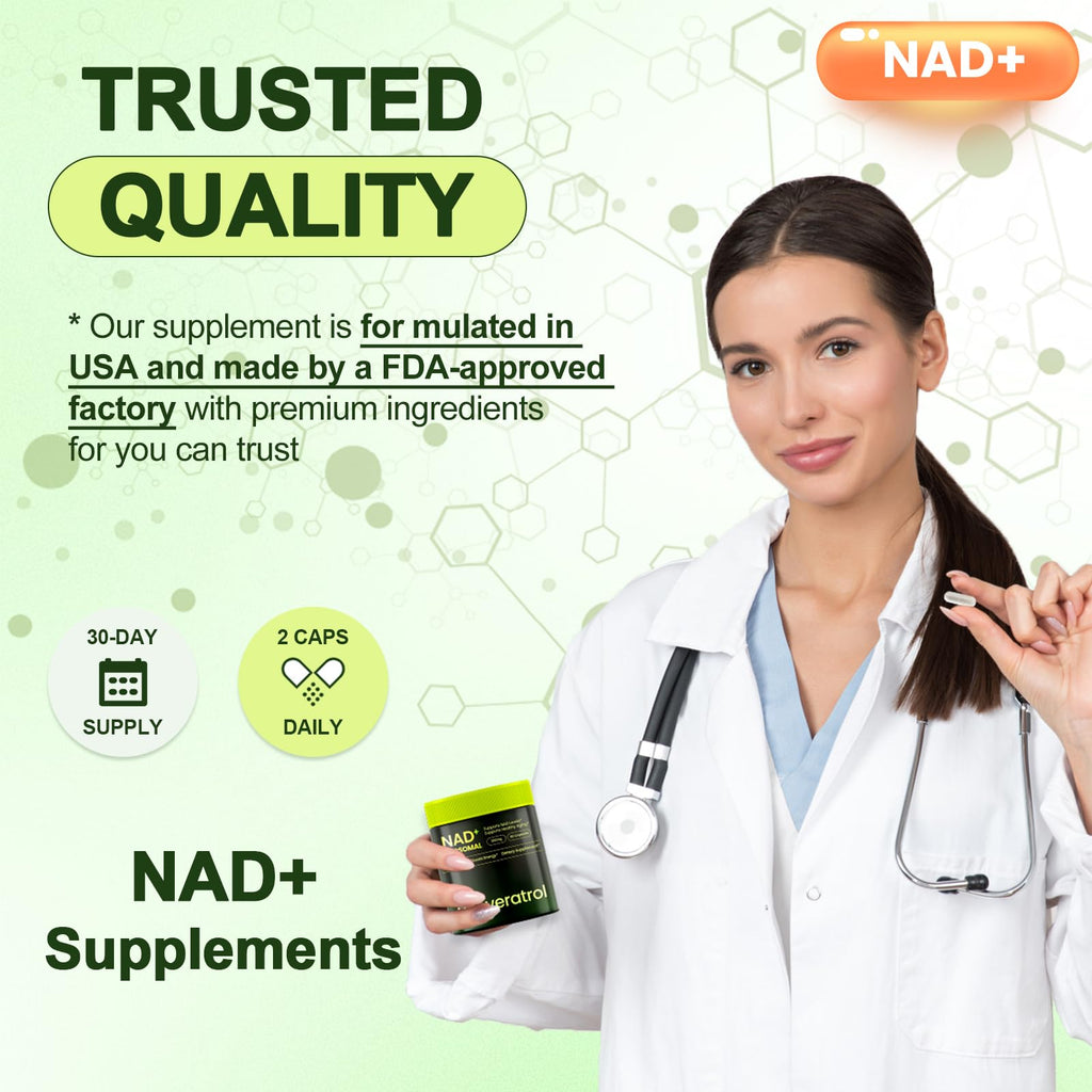 Lyndops NAD Supplement, Liposomal Nicotinamide Riboside Resveratrol 250mg, NMN Alternative, High Purity NAD Supplement for Women & Men, Anti-Aging, Cellular Energy, Mental Focus - 60 Capsules Lyndops Au supplements