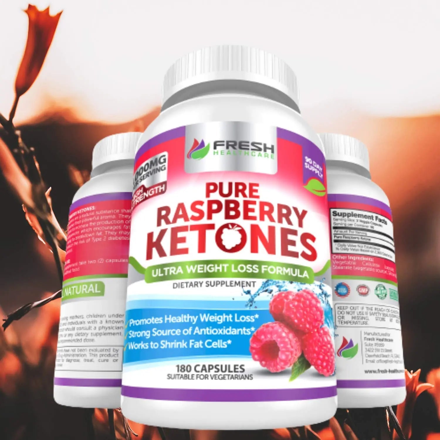FRESH HEALTHCARE Pure 100% Raspberry Ketones Max 1000mg Per Serving - 3 Month FRESH HEALTHCARE Au supplements