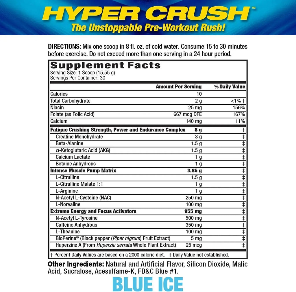 Maximum Human Performance MHP HYPER CRUSH Pre Workout energy drink creatine Maximum Human Performance Au supplements