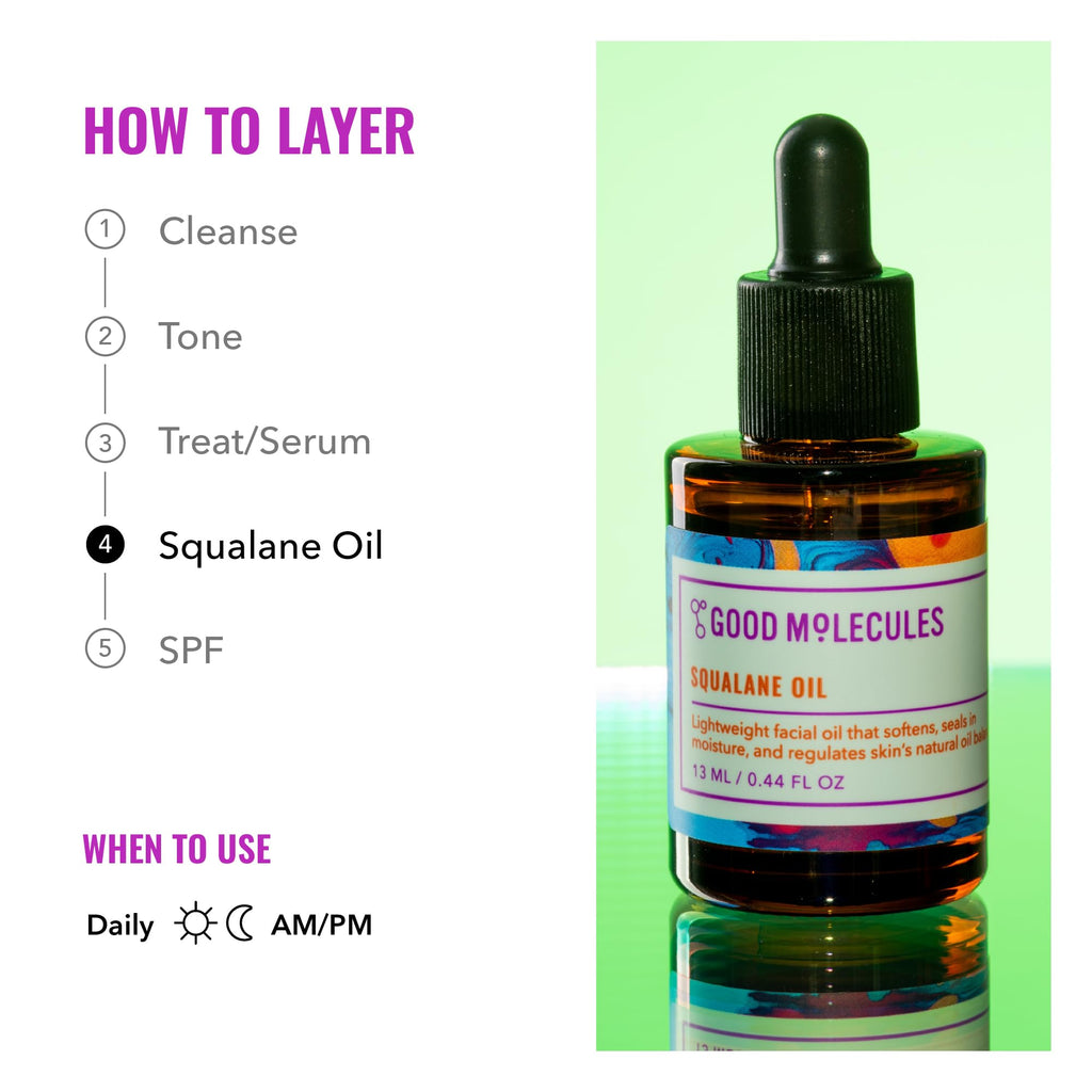 Good Molecules Squalane Oil - 100% Natural Squalane Oil Non-Greasy Moisturizer for Face, Skin, and Hair - Skin Firming