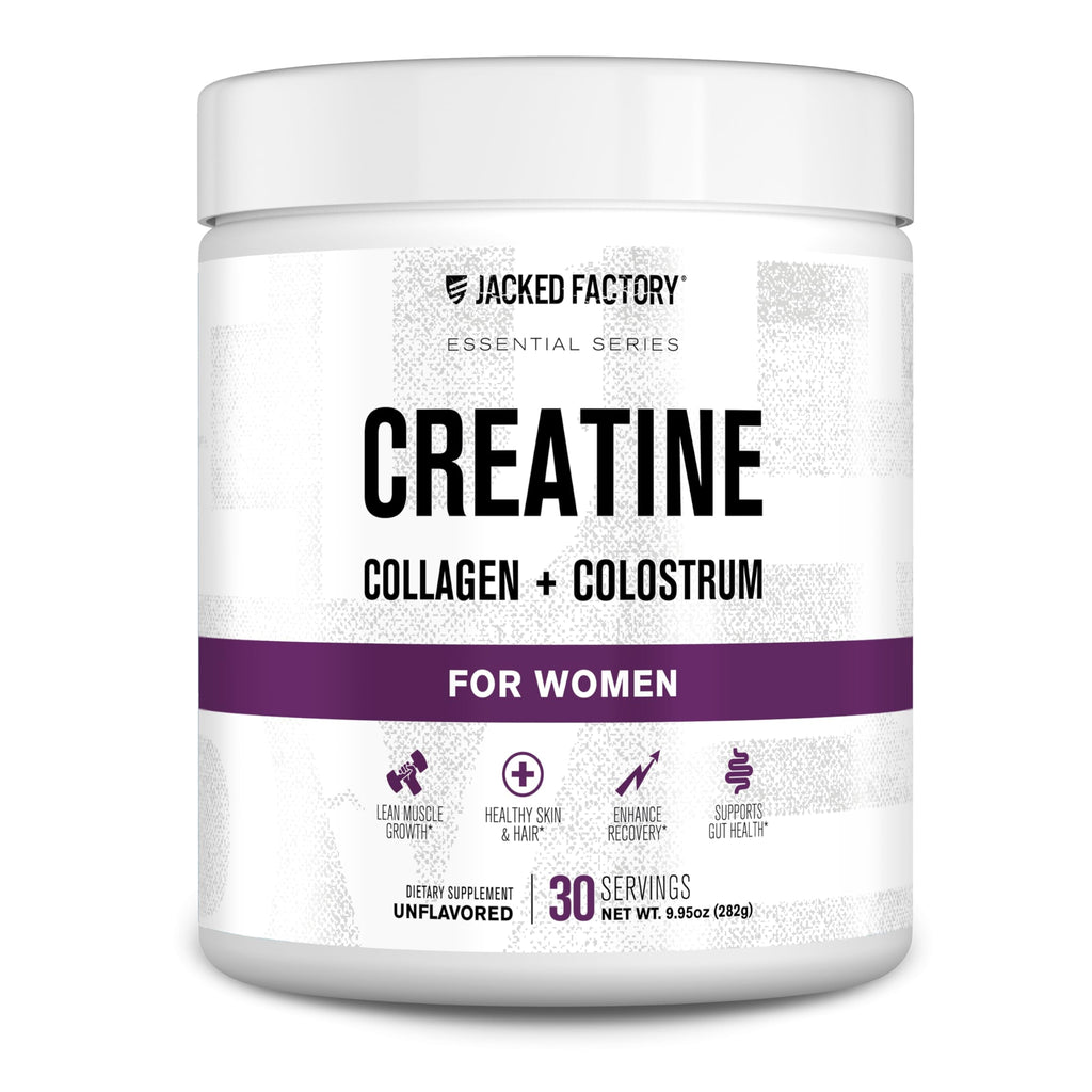 Jacked Factory Creatine for Women - Creatine Monohydrate with Collagen + Colostrum to Support Workout Performance, Lean Muscle Growth, Healthy Hair, Skin,