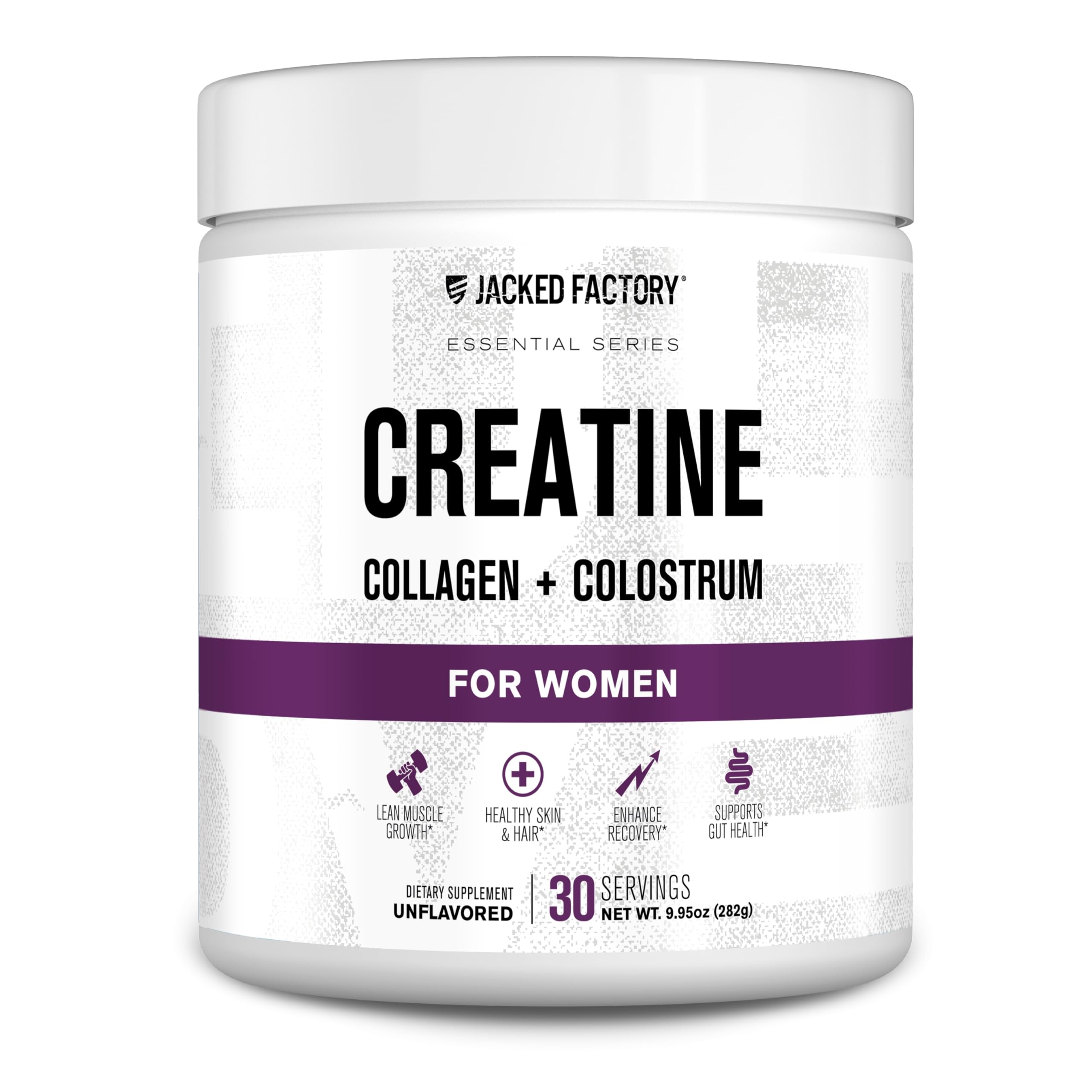 Jacked Factory Creatine for Women - Creatine Monohydrate with Collagen + Colostrum to Support Workout Performance, Lean Muscle Growth, Healthy Hair, Skin,