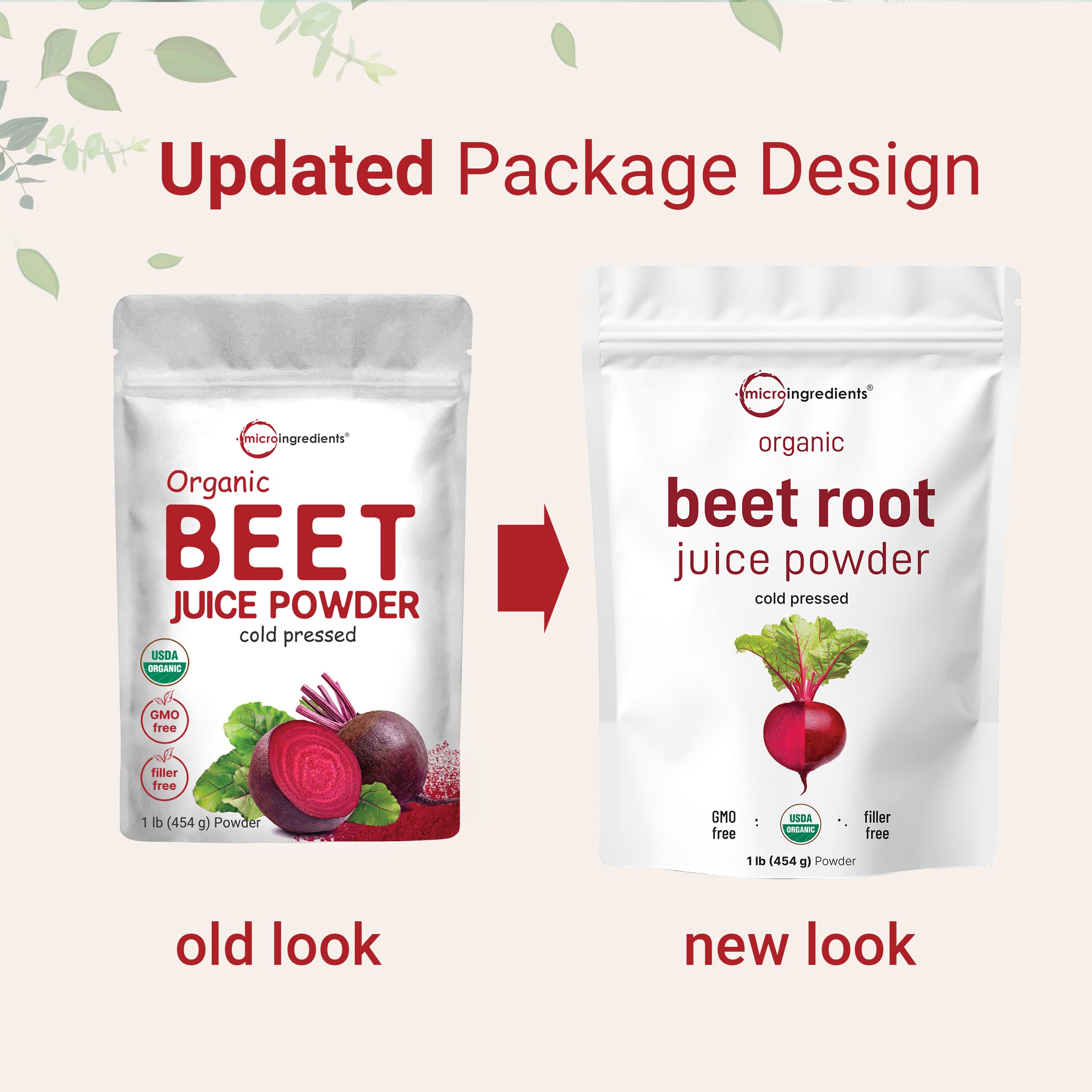 Micro Ingredients Organic Beet Root Juice Powder, 1 Pound | Cold Pressed, Water Soluble, High Concentrated Raw Beet Supplement | Superfood Drink Mix