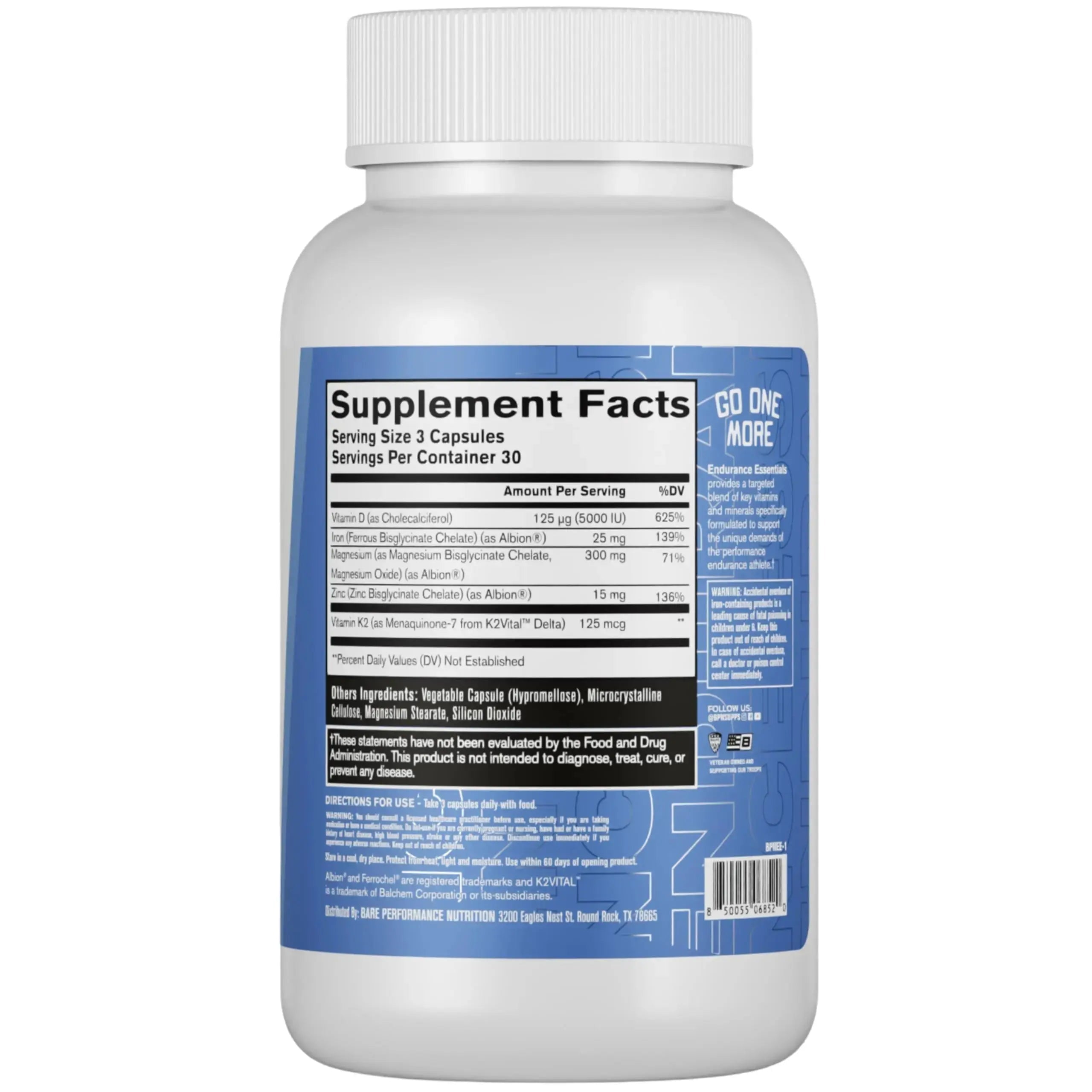 BARE PERFORMANCE NUTRITION Endurance Essentials | Endurance Athlete Daily Multivitamin | NSF Certified for Sport | Supports Energy, Muscle Function BARE PERFORMANCE NUTRITION Au supplements