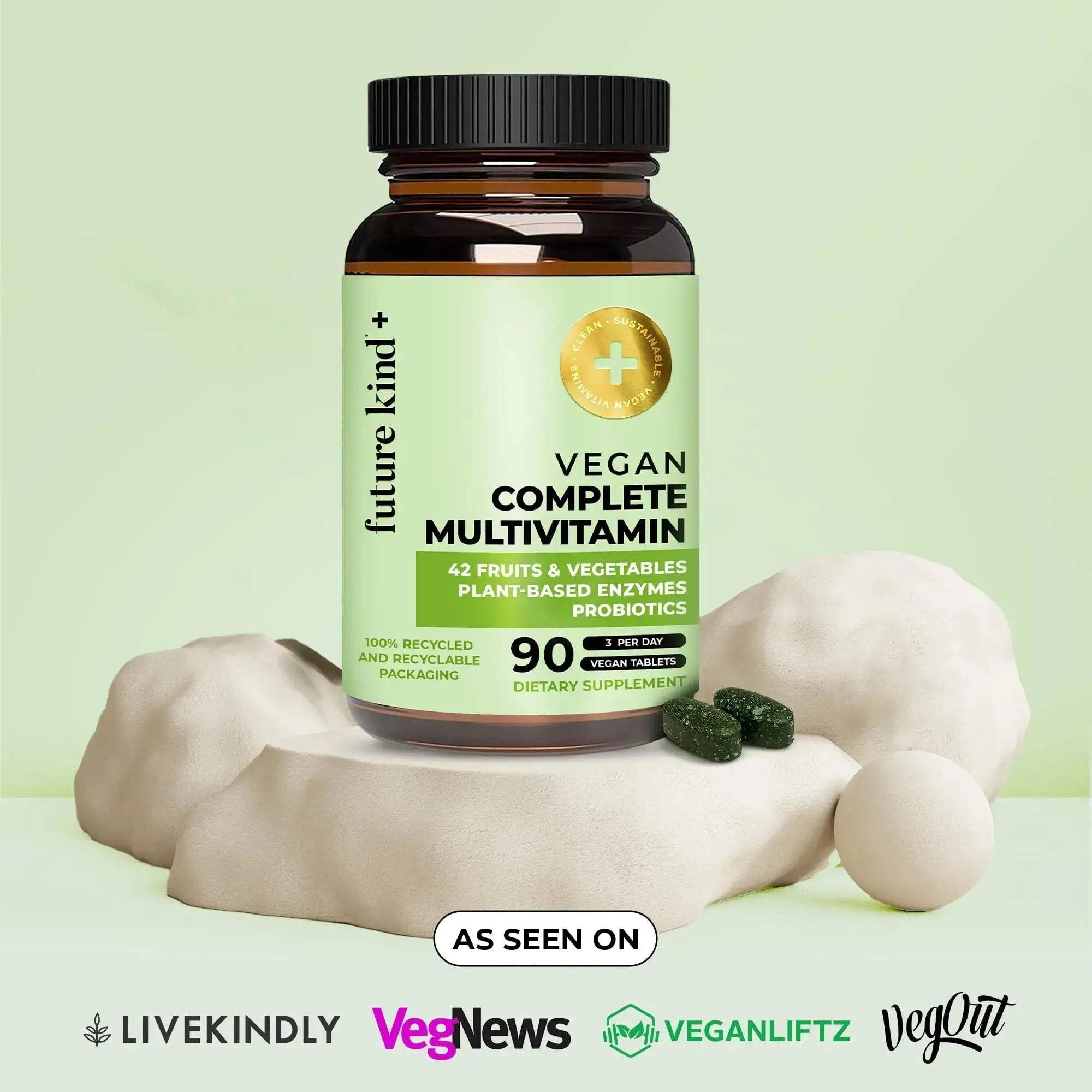 Future Kind Vegan Multivitamins Complete - 42-in-1 Vegan Multivitamins for Women & Men with Enzymes, B12, Zinc, & Probiotics Future Kind Au supplements