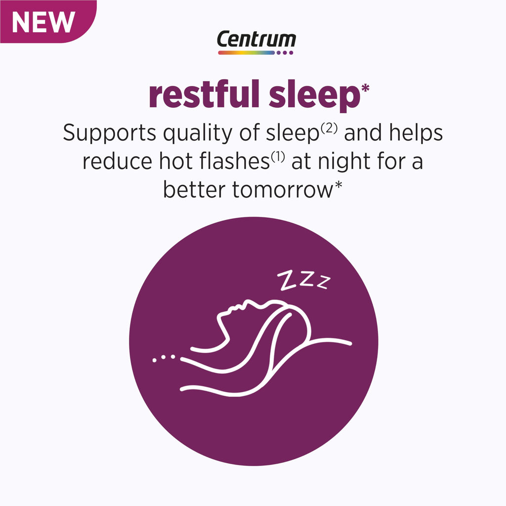 Centrum Restful Sleep Menopause Support Tablets, Supplement with Clinically Studied DailyZz and geniVida, 28 Count Centrum Au supplements