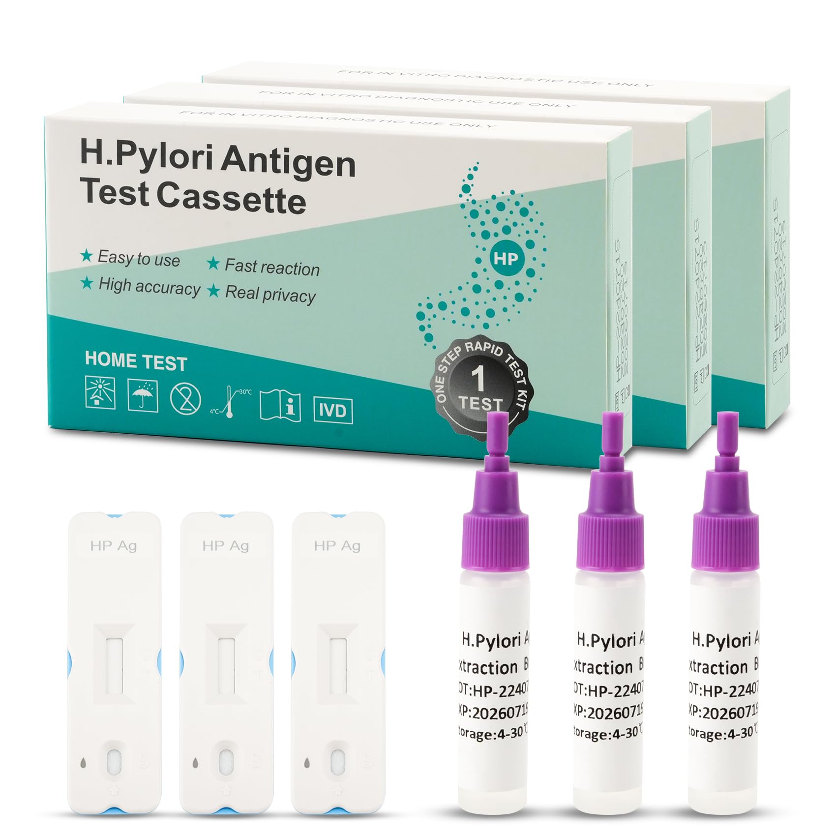 H. Pylori Helicobacter Pylori Stool 3 Test Kit, 10-15 Minutes, Highly Accurate, Easy to Use, Home Testing, No Lab Visit Required Evuioas Au supplements
