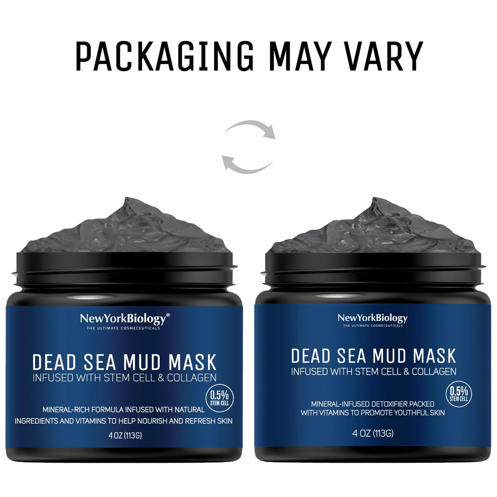 New York Biology Dead Sea Mud Mask for Face, Body | with Stem Cell and Collagen | Spa Quality Pore Refiner for Oily Skin