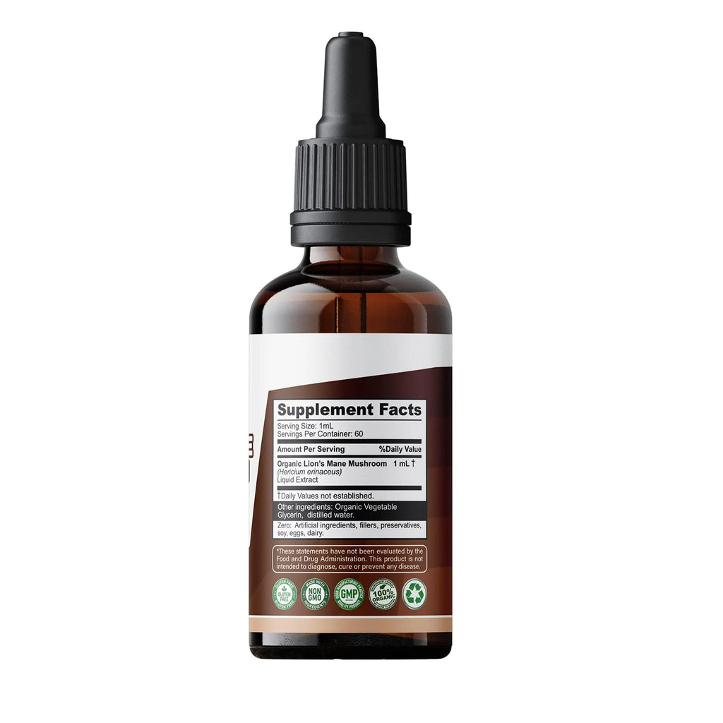 Lion's Mane Mushroom Drops Supplement, Lions Mane Tincture, Natural SMSHEALTHPRODUCTS.com Au supplements
