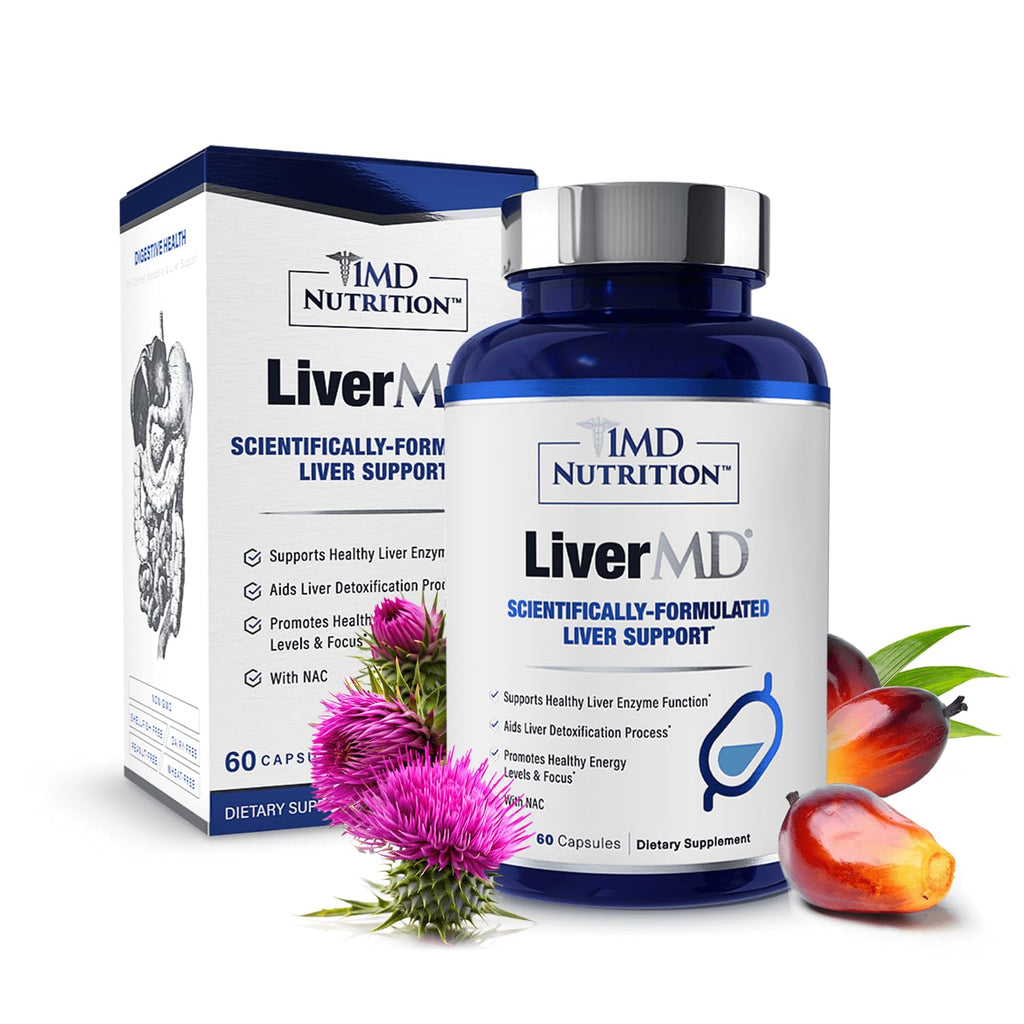 1MD Nutrition LiverMD - Liver Support Supplement | Siliphos Milk Thistle Extract & NAC - Supports Healthy Energy, Immunity & Overall Health