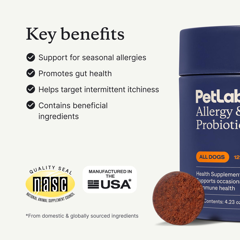 PetLab Co. Allergy & Immune Probiotics for Dogs, Support Seasonal Allergies, Gut & Digestive Health - Pork Flavor - 30 Soft Chews - Packaging May Vary PetLab Co. Au supplements