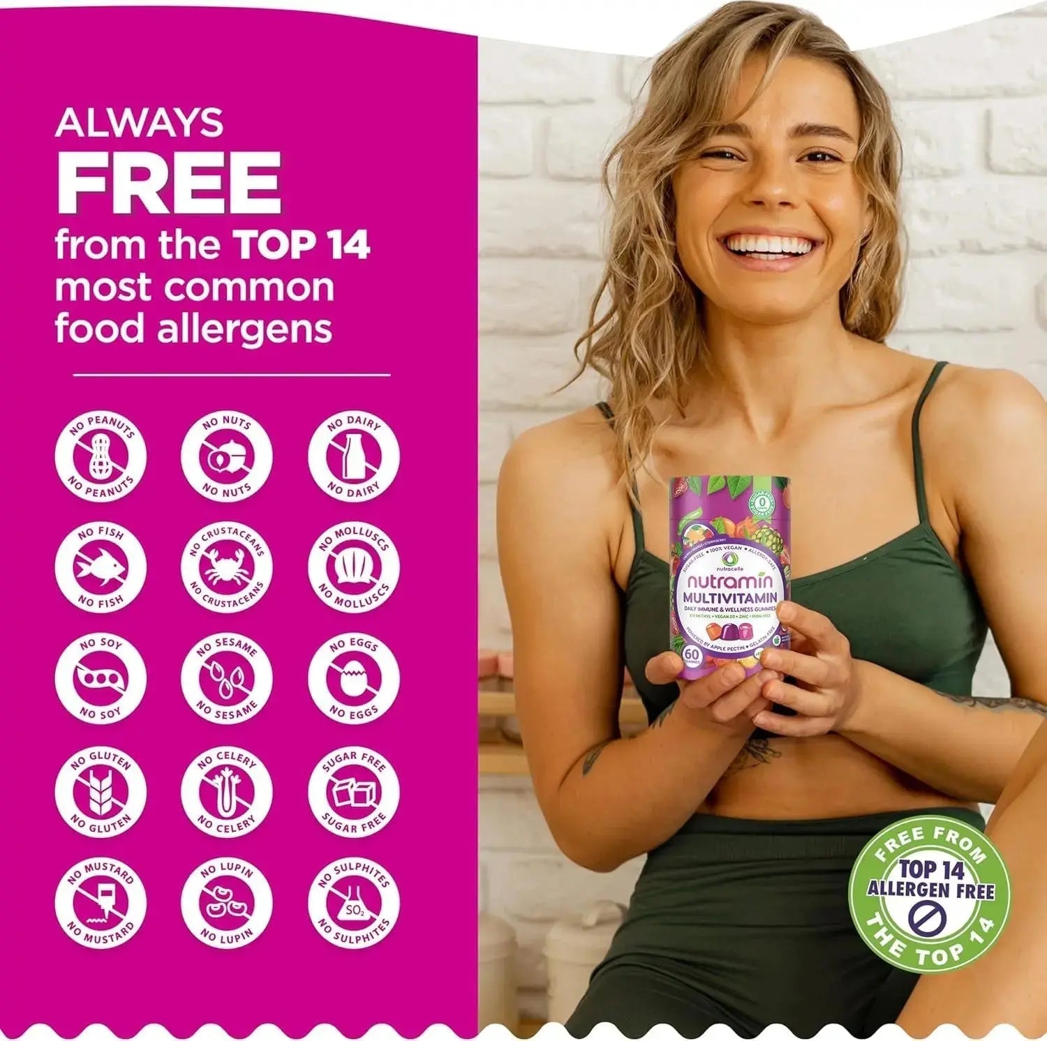 NUTRAMIN Daily Vegan Keto Multivitamin Gummies Non-GMO Natural Vitamin C D + Zinc for Immunity, Plant-Based, Sugar-Free, Nut-Free Nutracelle Au supplements