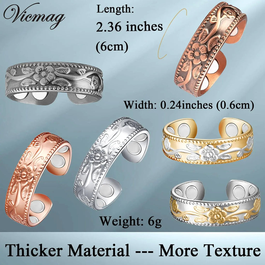 Vicmag Copper Magnetic Ring for Women Men 100% Solid Pure Copper Adjustable with Jewelry Gift Box Vicmag Au supplements
