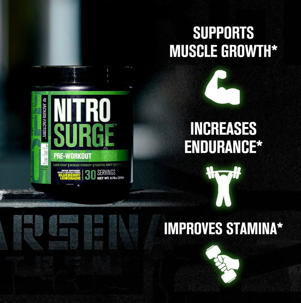Jacked Factory Nitrosurge Pre-Workout in Cherry Limeade & Build XT Muscle Building Jacked Factory Au supplements