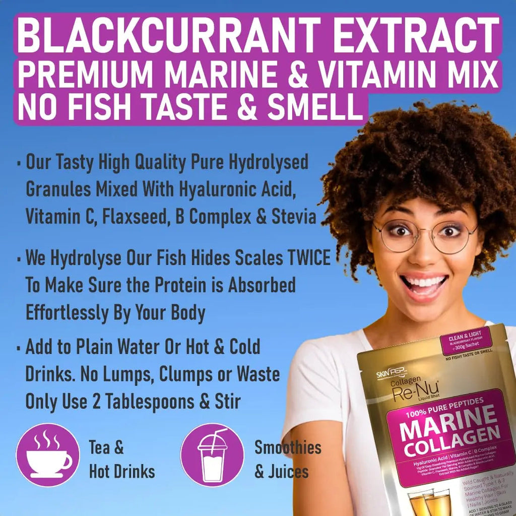 Premium Hydrolysed Marine Collagen Peptide Powder + VIT C, B Complex Hyaluronic Acid, & Stevia. Delicious Taste/No Fishy Smell - SkinPep® Collagen Re-Nu 300g - 30 Days Supply SkinPep Au supplements
