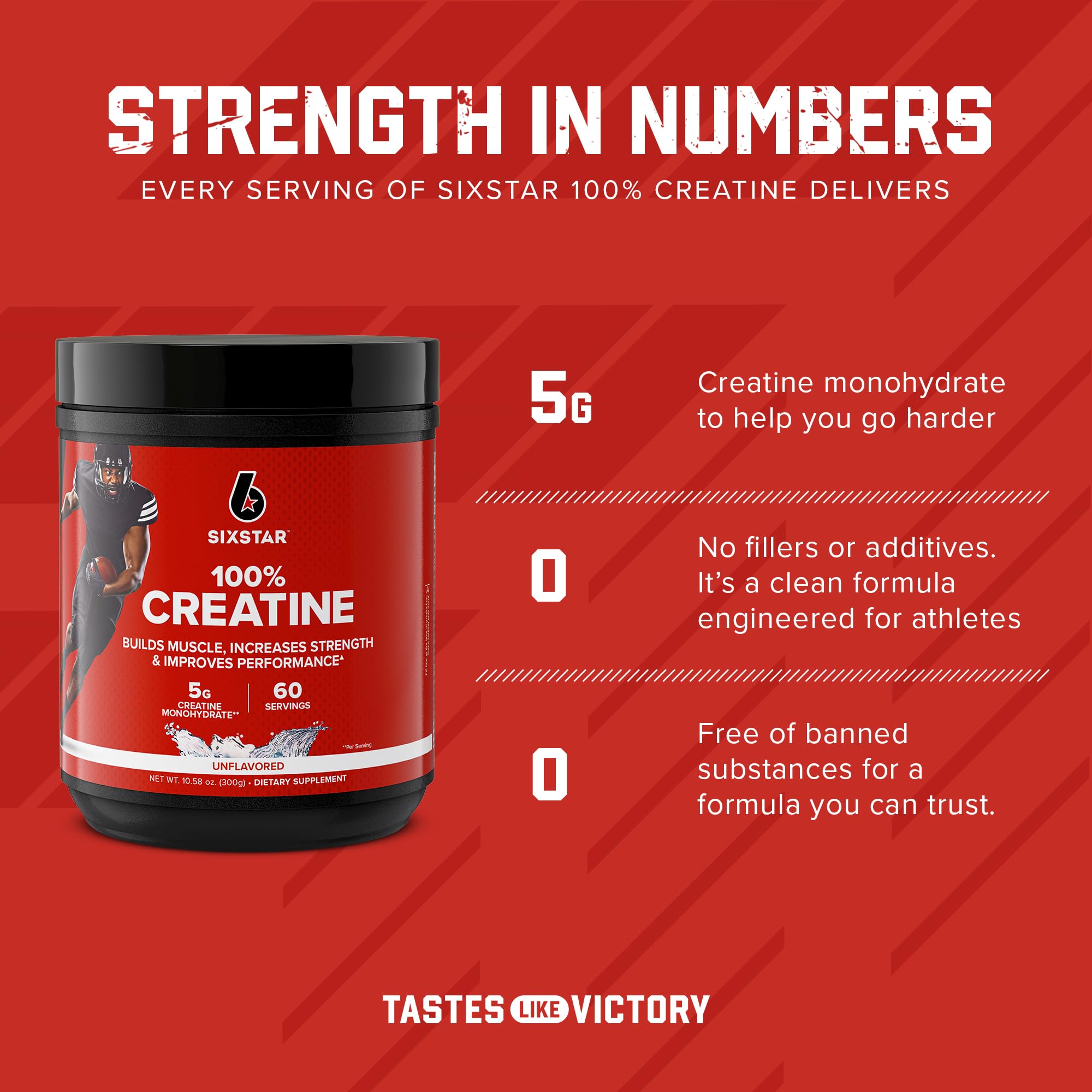 Six Star 100% Creatine Monohydrate Powder - Unflavored Micronized Creatine Monohydrate Supplement for Workout Performance, Muscle Building & Strength