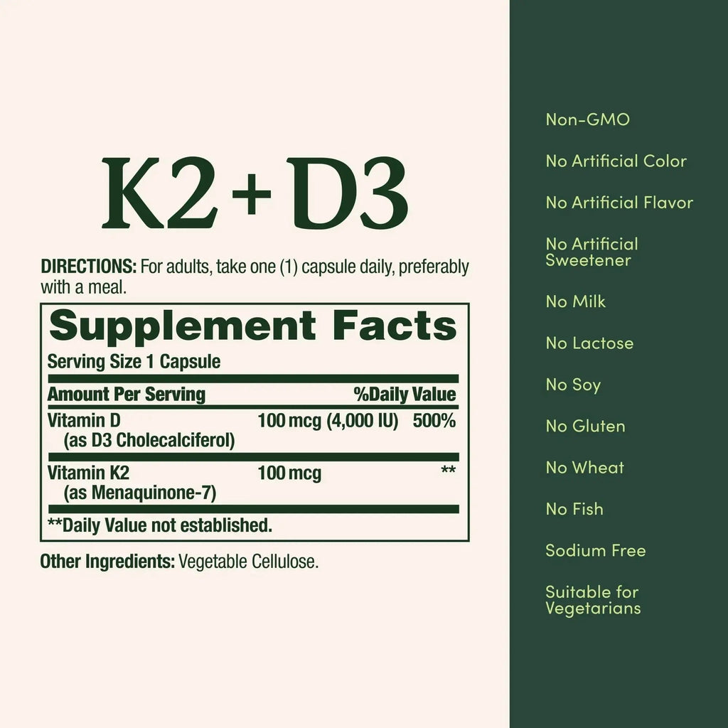 Nature’s Bounty Vitamin D3 K2 Supplement, 4000 IU Vitamin D3 plus 100 mcg of Vitamin K Supplements Nature's Bounty Au supplements