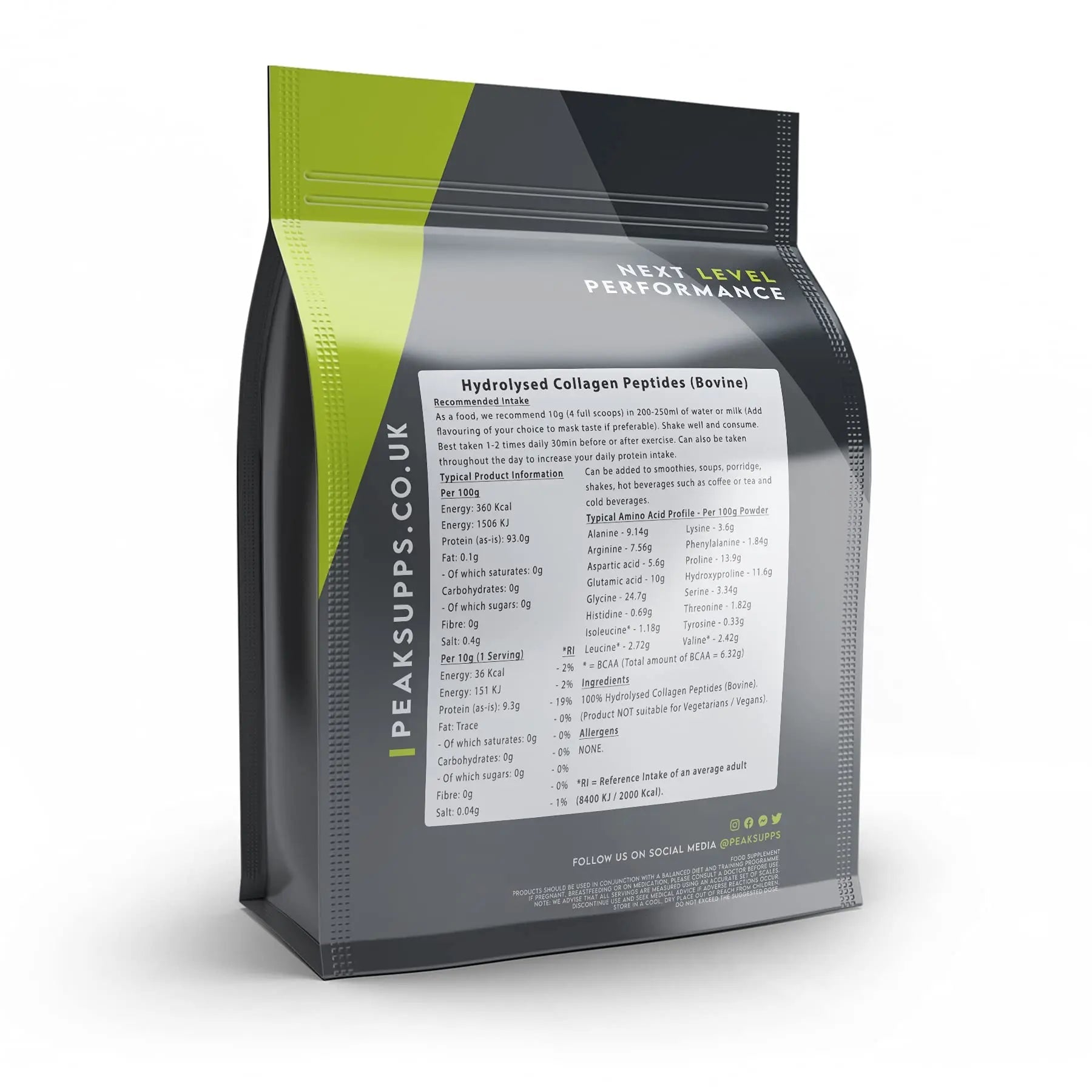 Grass Fed Collagen Powder | Pure Hydrolysed Bovine Protein Peptides (1Kg) Peak Supps Au supplements