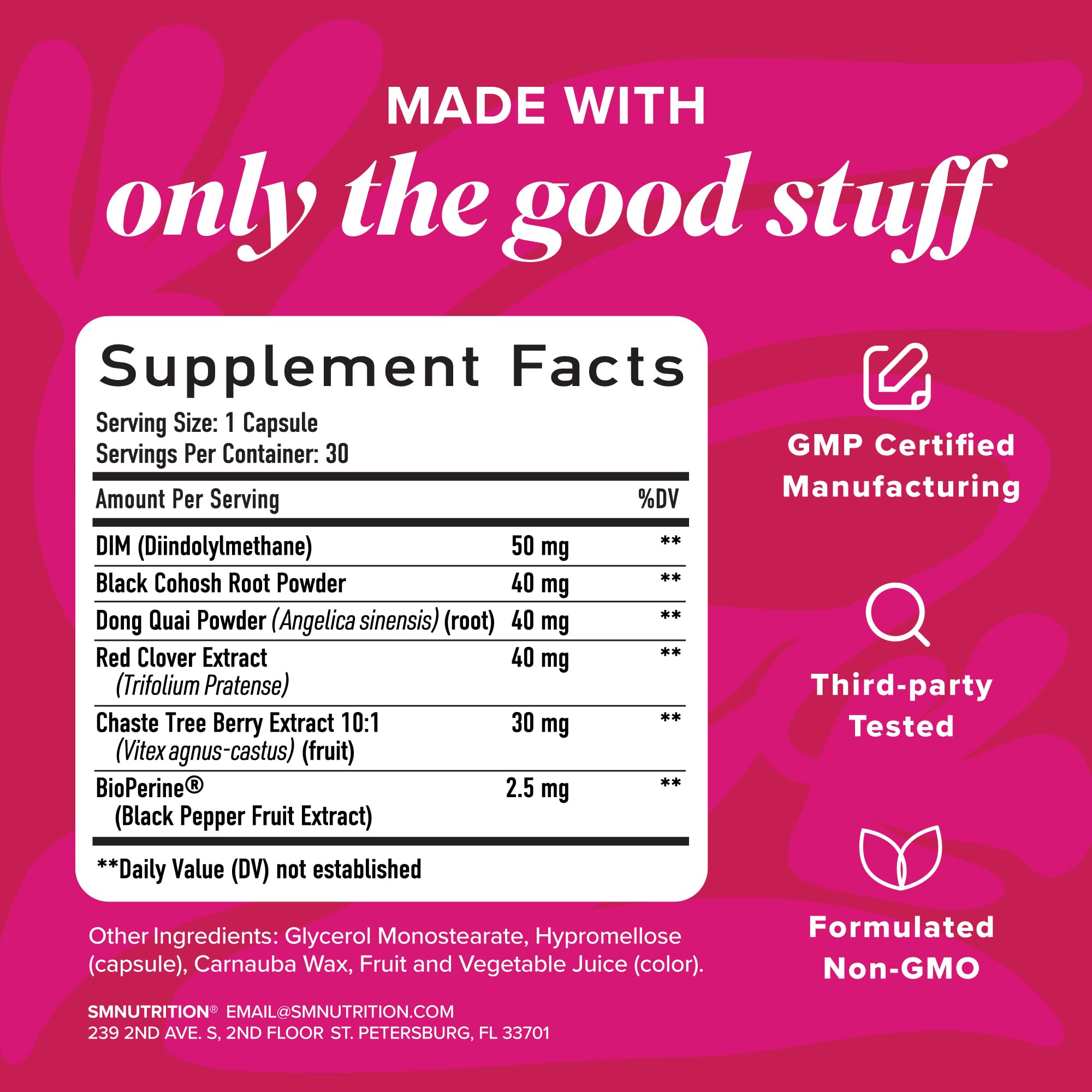 Menopause Vitamins Beadlets with Black Cohosh, Red Clover & More | Hot Flashes, Night Sweats & Mood Support | Menopause Supplements for Women with Dong Quai, Chaste Tree Berry & DIM | Non-GMO 30ct SMNutrition Au supplements