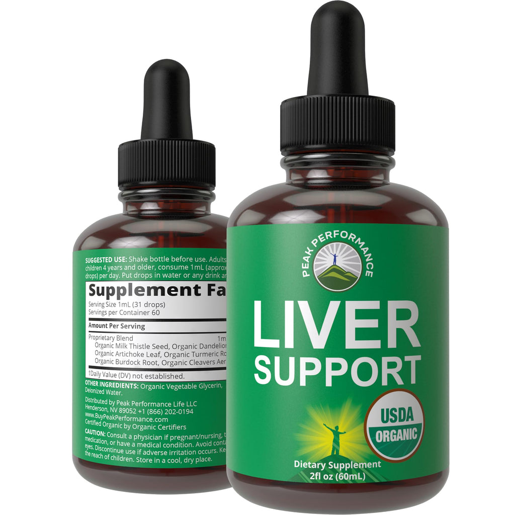 USDA Organic Liver Cleanse Detox & Repair. 6-in-1 Liquid Drops with Organic Milk Thistle, Artichoke Extract, and More. Zero Sugar, Liver Health Support Tincture Supplement Alternative to Capsules Peak Performance Au supplements