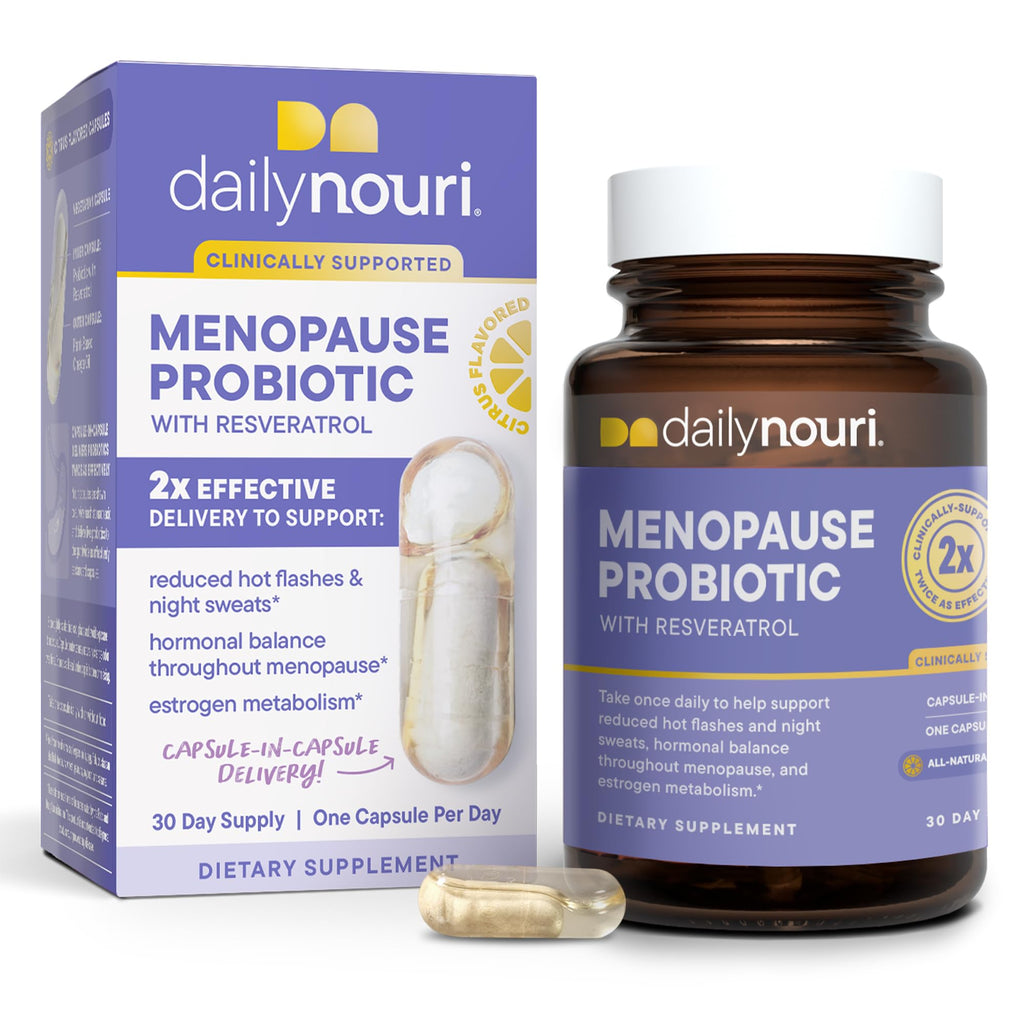 Daily Nouri Menopause Probiotics for Women | Hormonal Balance, Hot Flashes, Night Sweats & Gut Health | 3 Clinically Studied Strains