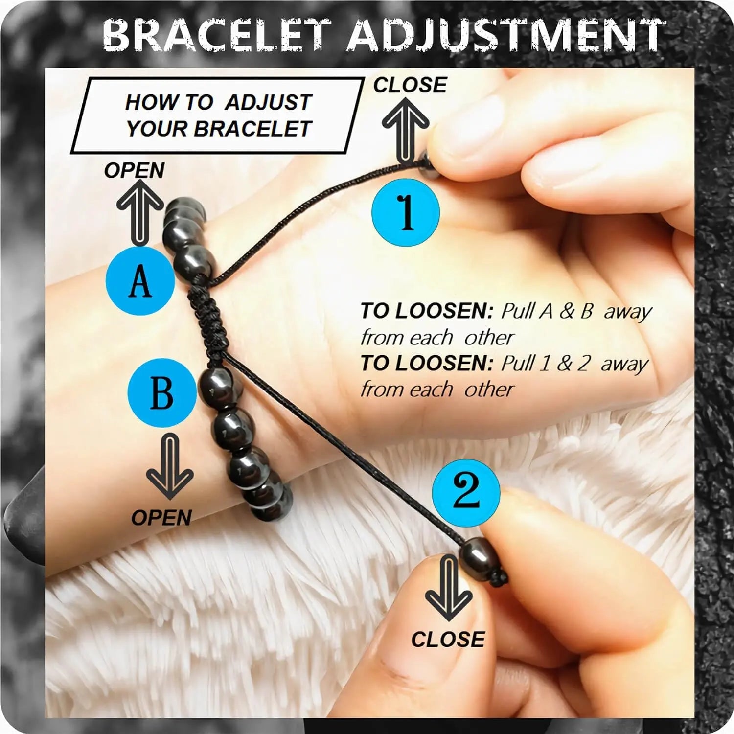 RENZHI-Magnetic Hematite Bracelet–Beaded Magnetic Bracelets for Men and Women RENZHI Au supplements